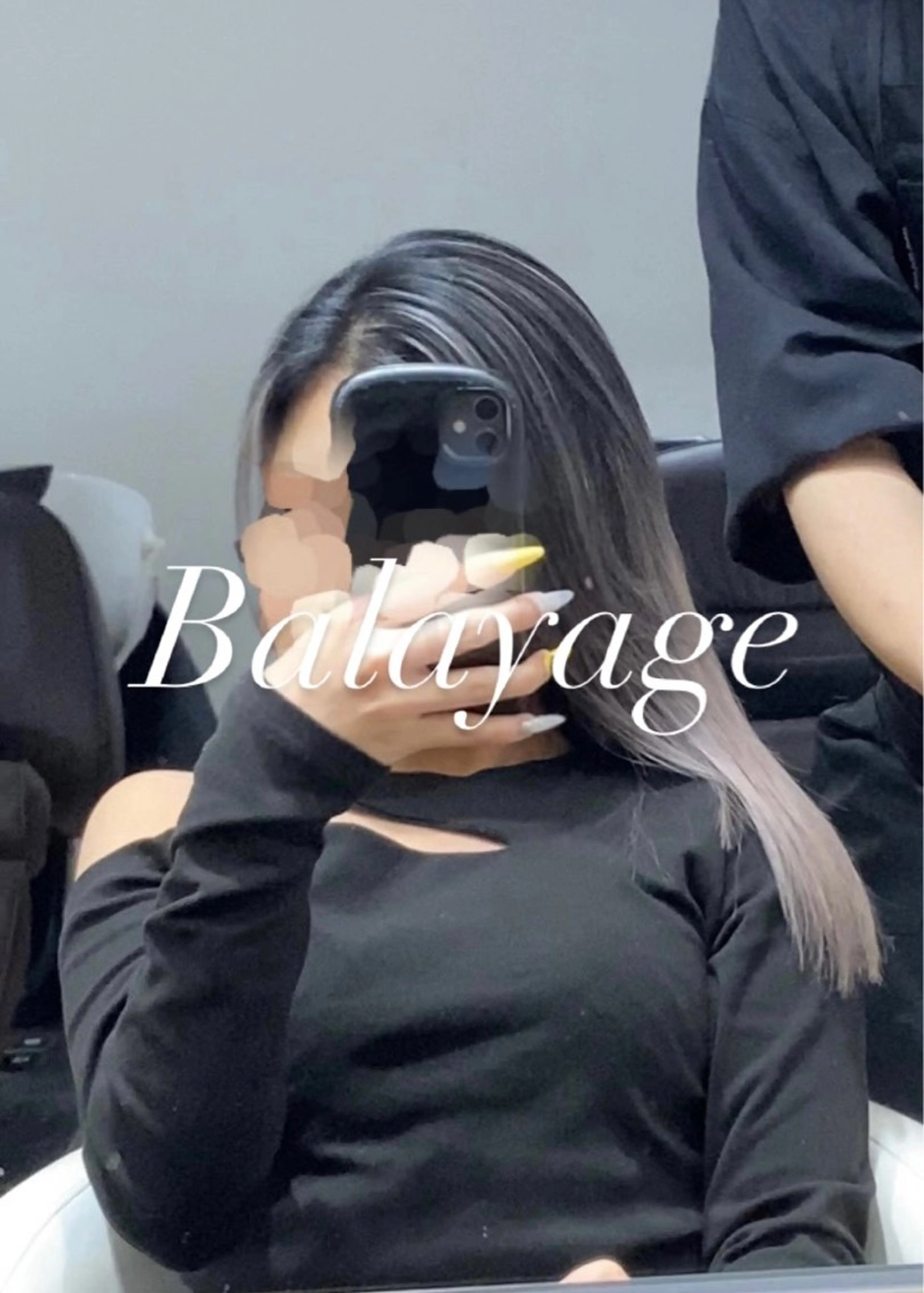 ロング カラー バレイヤージュ ブリーチ ケアブリーチ グレージュ レイヤーカット カット ヘアカラー hair studio Zen所属・Kensho 京都駅 ケアブリーチのヘアスタイル