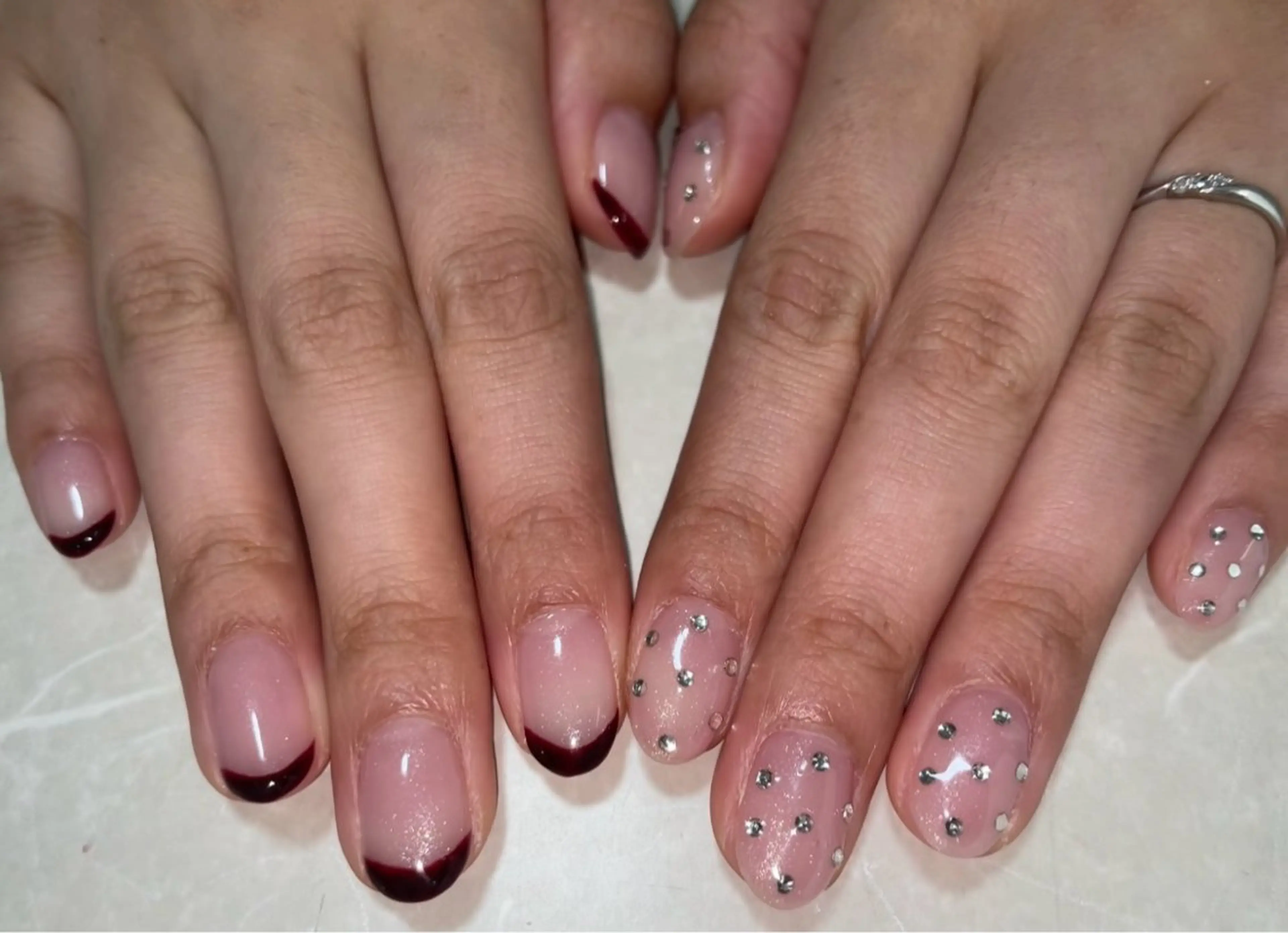 ネイル フレンチネイル ストーンネイル N'z nail Nozomiのネイルデザイン