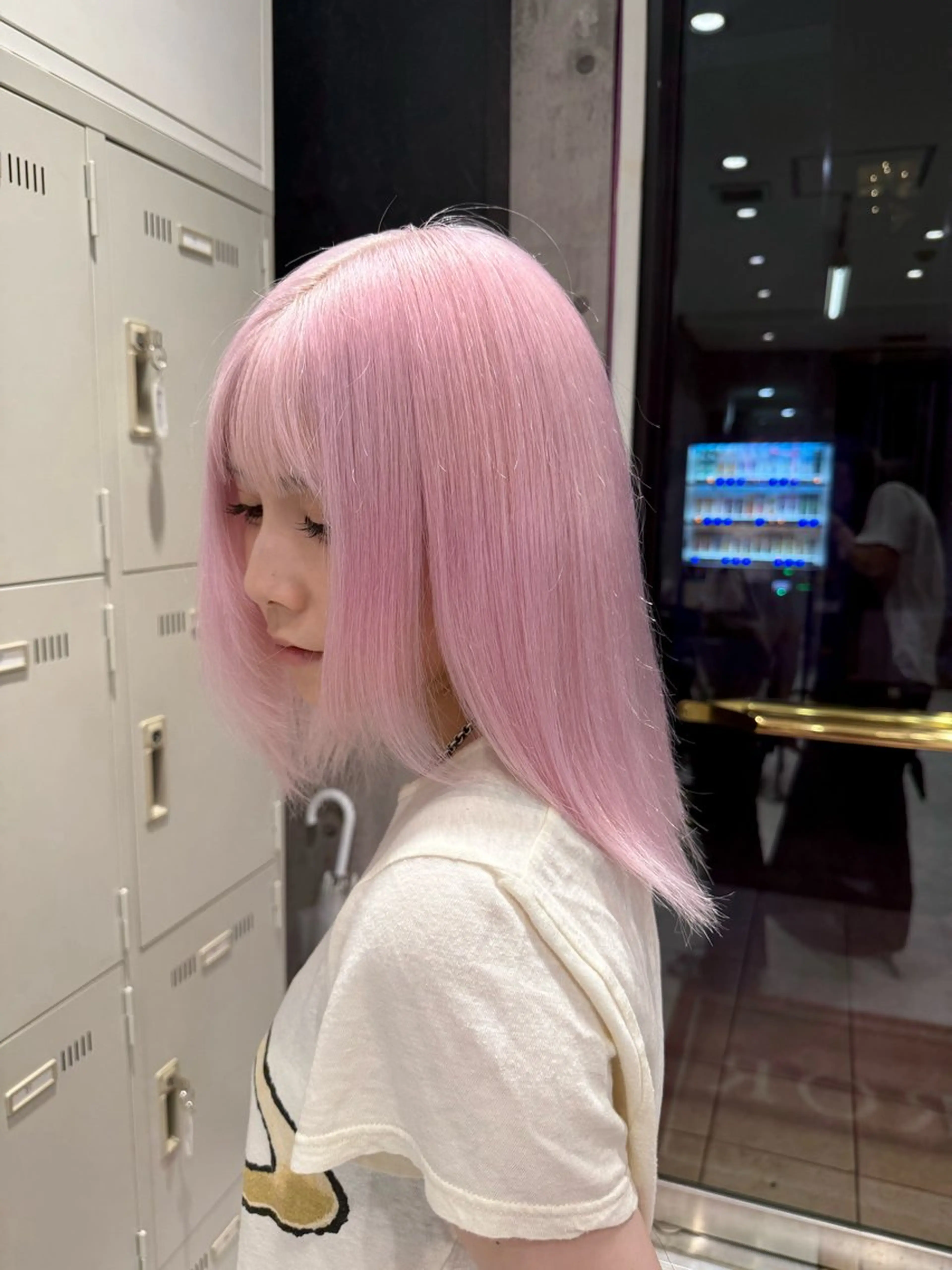 セミロング カラー ベージュカラー ブリーチ ブロンド ミルクティーベージュ ピンクカラー ヘアカラー ハイトーン特化/ ムラ修正/拓真のヘアスタイル