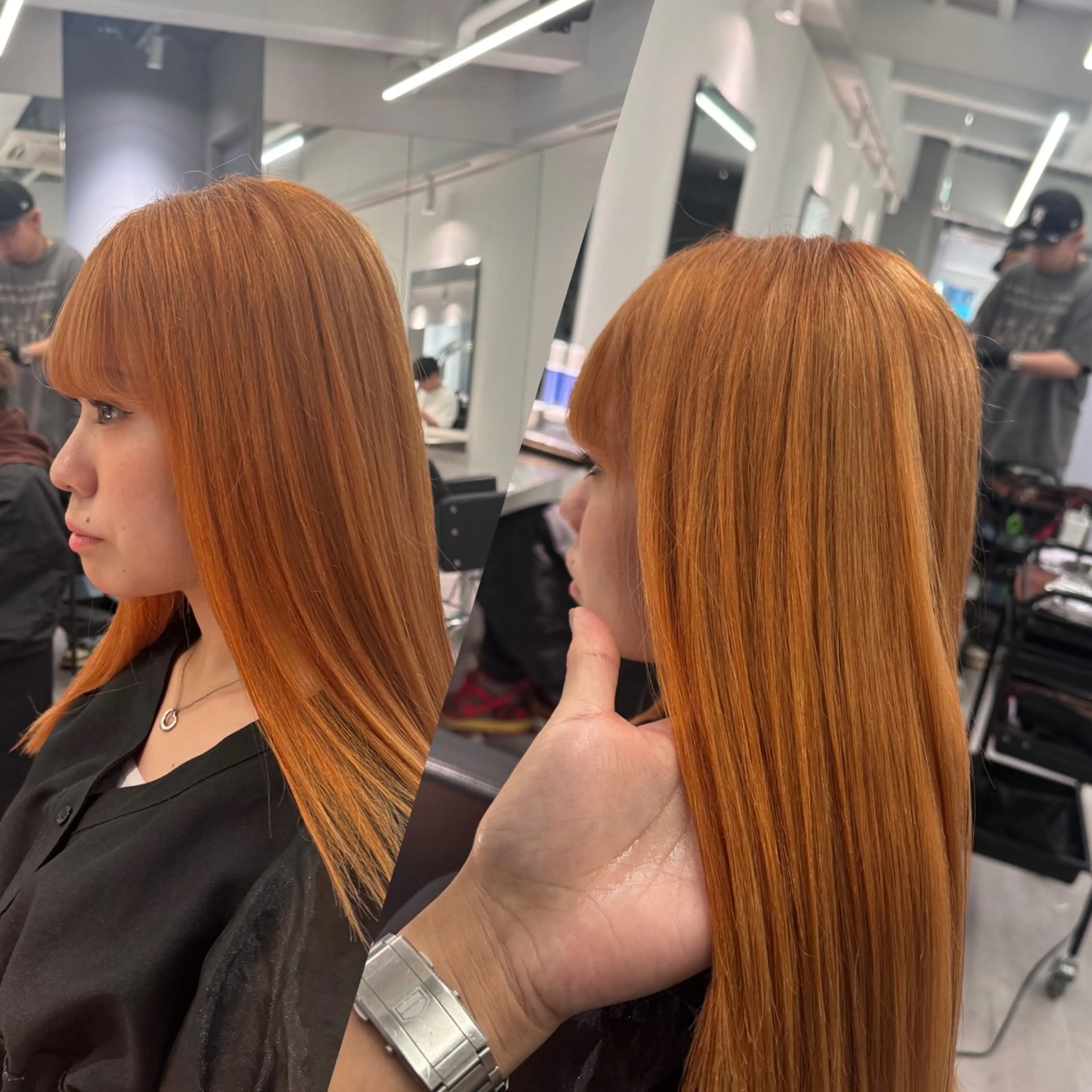 ロング カラー R/🤎 パーマ＆ブリーチ🔥のヘアスタイル