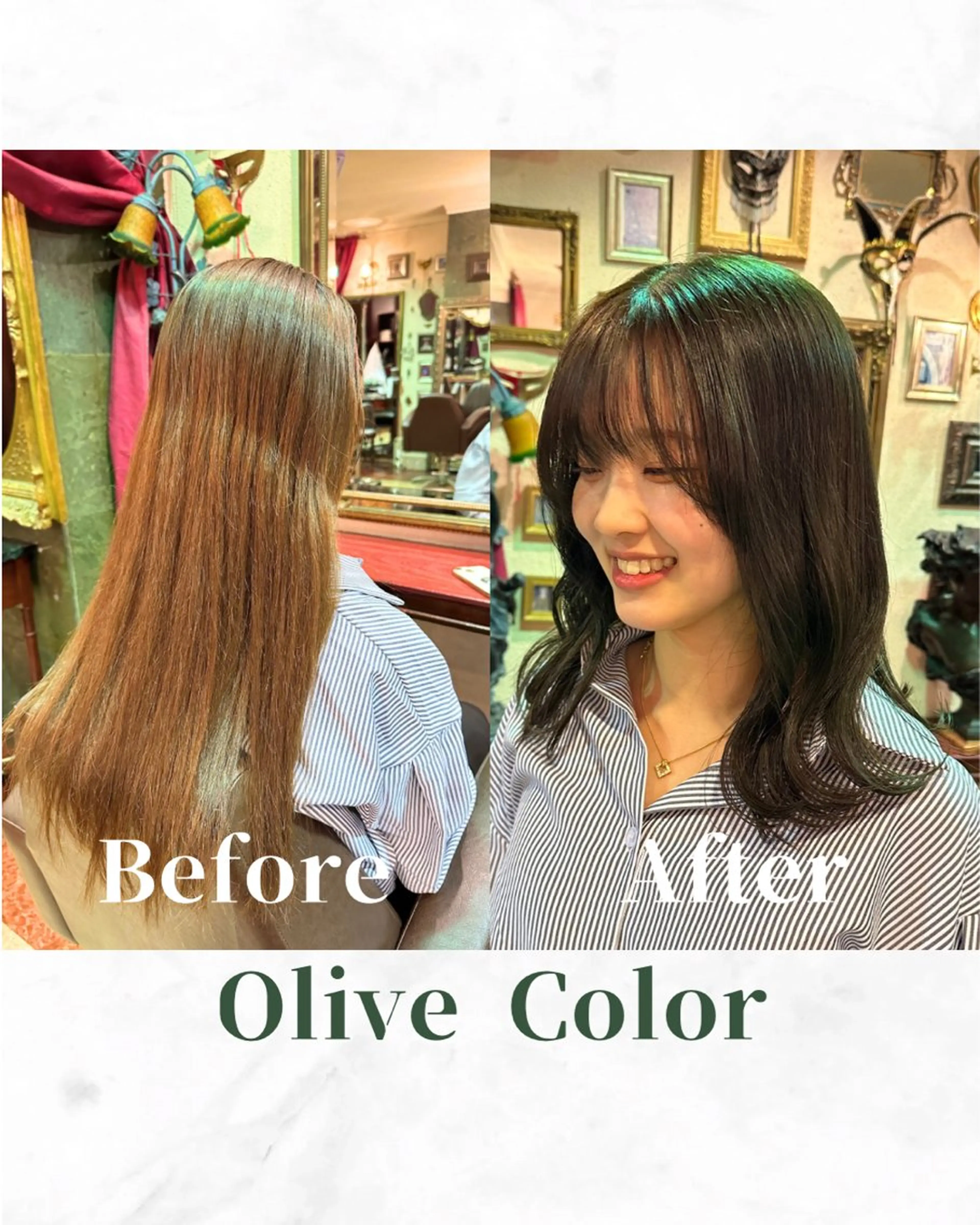 セミロング カラー ベージュカラー 透明感カラー オリーブベージュ 髪質改善 似合わせカット カット ヘアカラー トリートメント 【レイヤー/韓国風 /髪質改善】RINのヘアスタイル