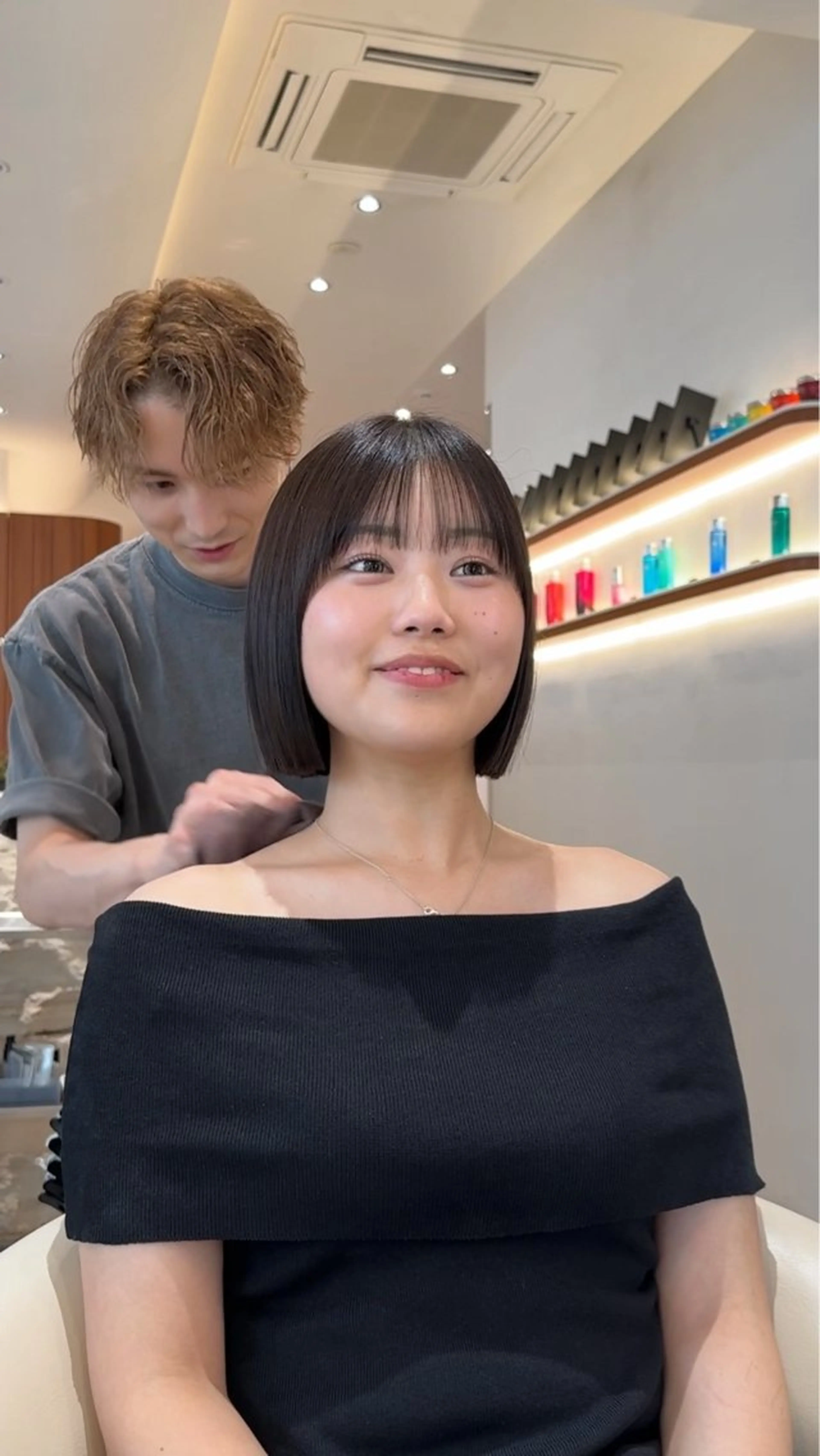 ミディアム 切りっぱなしボブ ショートボブ ボブレイヤー ボブ くびれヘア カット トリートメント 渋谷ボブ/ショート 特化田中航平のヘアスタイル