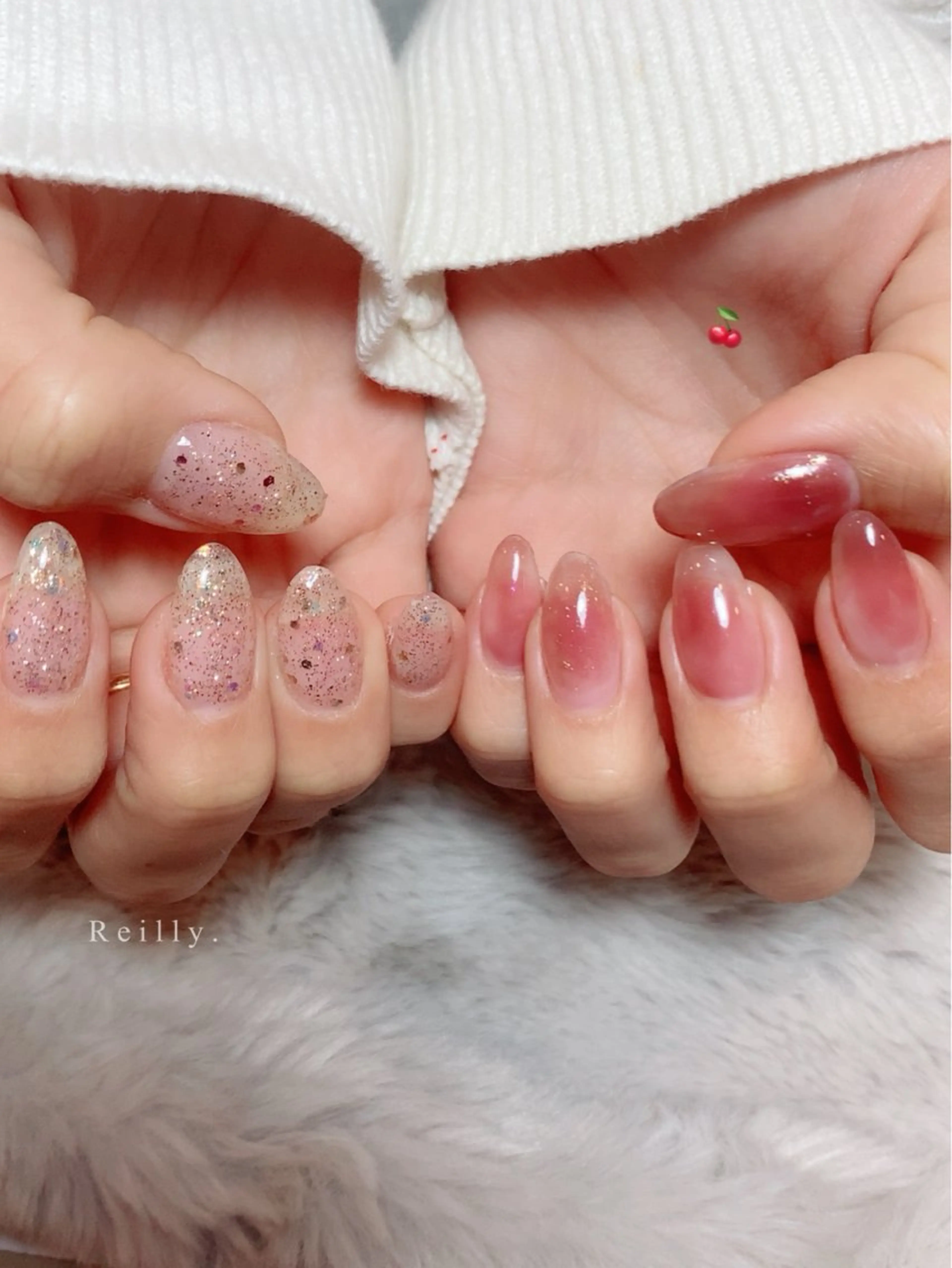 ネイル フラッシュネイル フレンチネイル ジェルネイル グラデーション ラメ(グリッター) ハンドネイル ハンドケア REILLY.　private nail salon所属・Marina 《REILLY.》のネイルデザイン