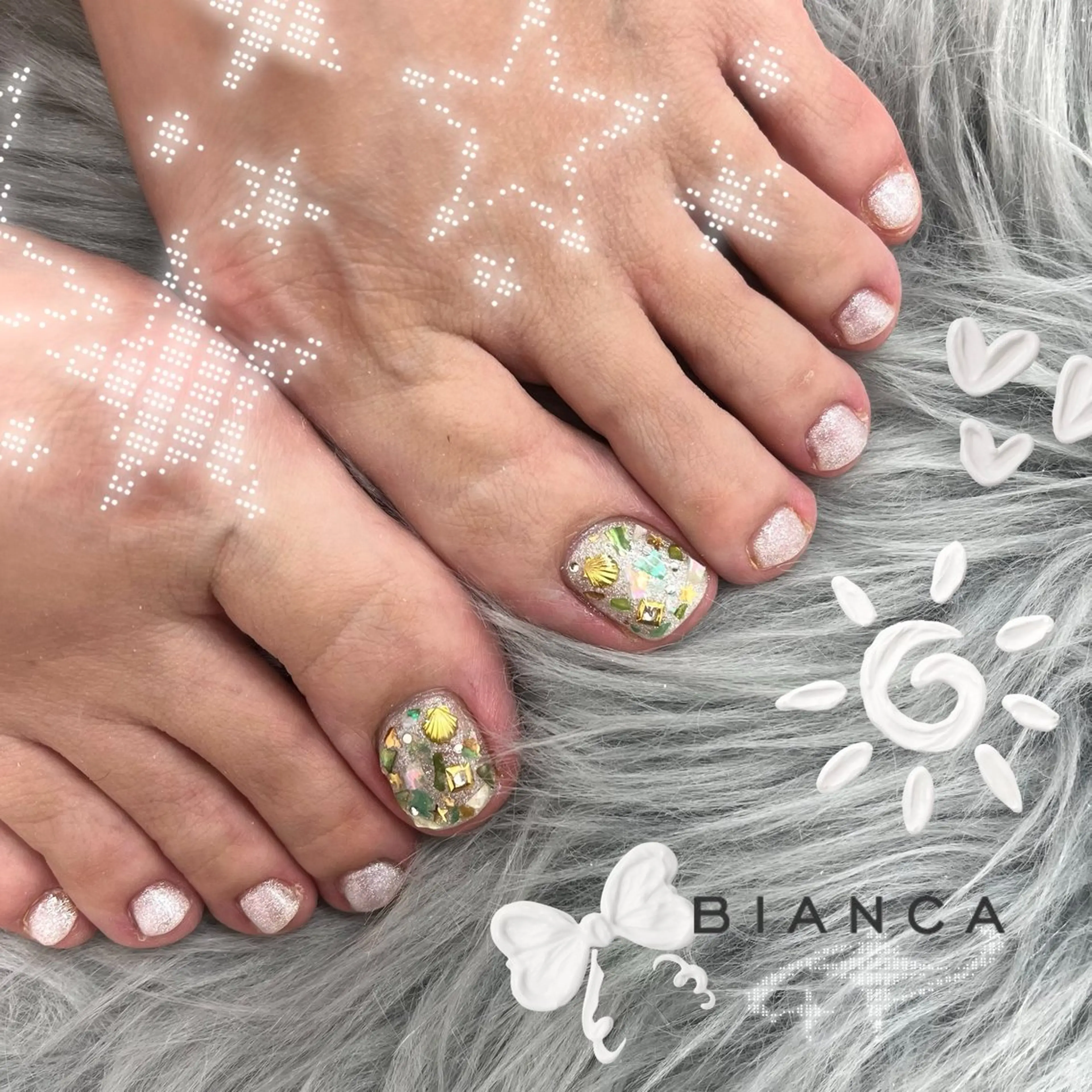 ネイル フットネイル Bianca 立川 横関‪·͜· ❤︎‬のネイルデザイン