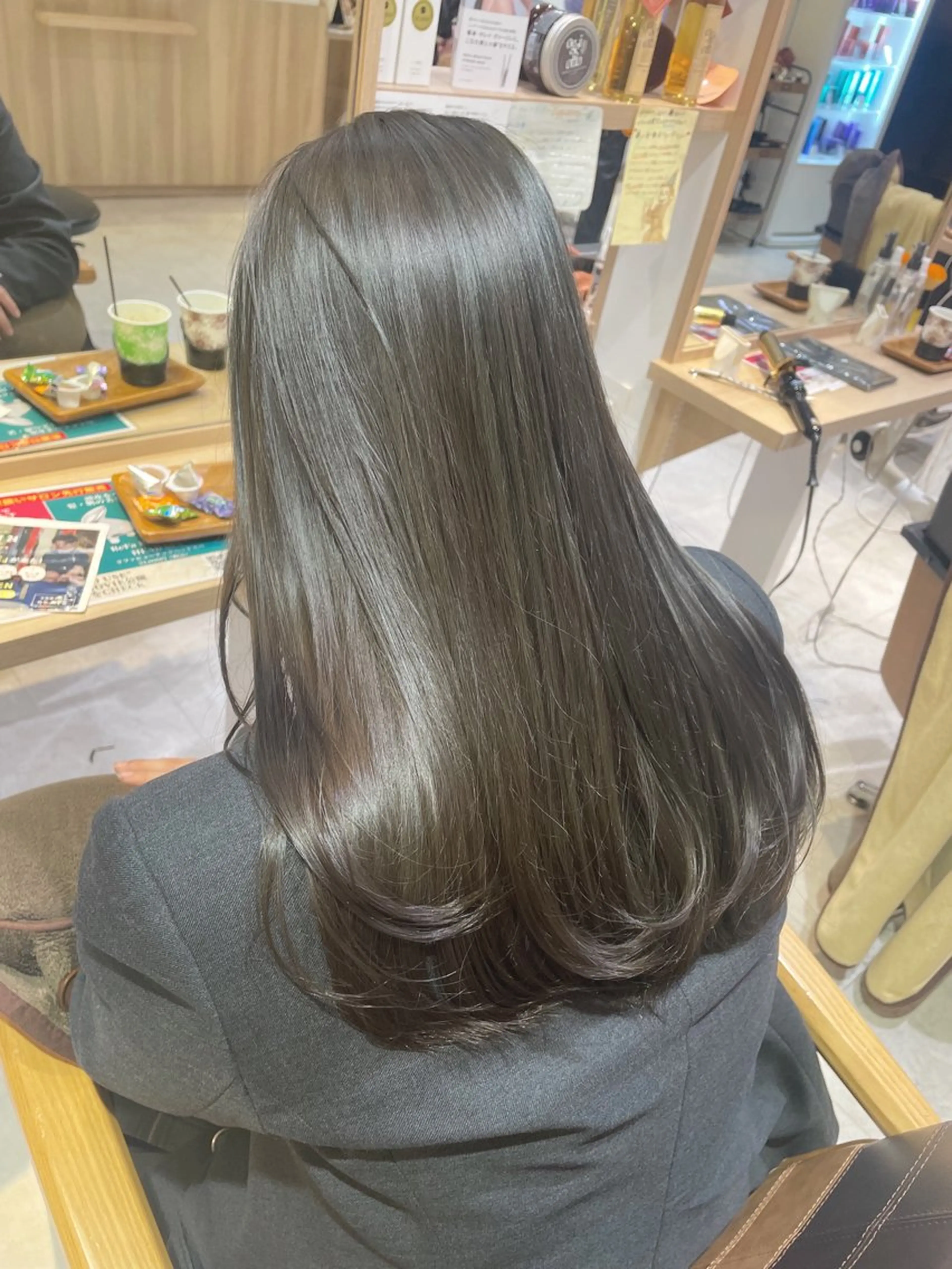 ロング カラー パーマ ブリーチなしレイヤー 髪質改善/韓国ヘアのヘアスタイル