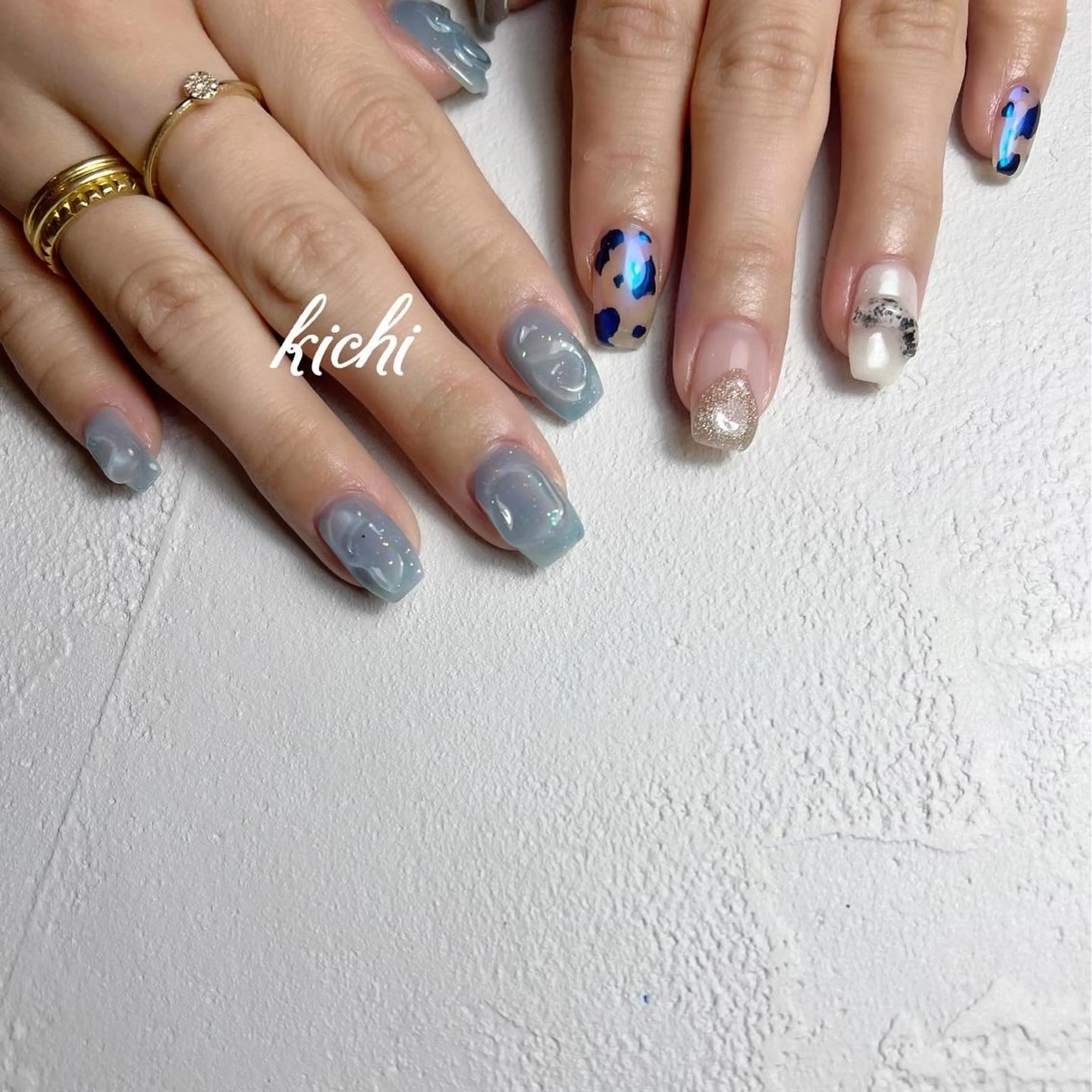 ネイル オーロラネイル ジェルネイル 氷ネイル・うるうるネイル マグネットネイル 持ち込み kichi・:* みじゅのネイルデザイン