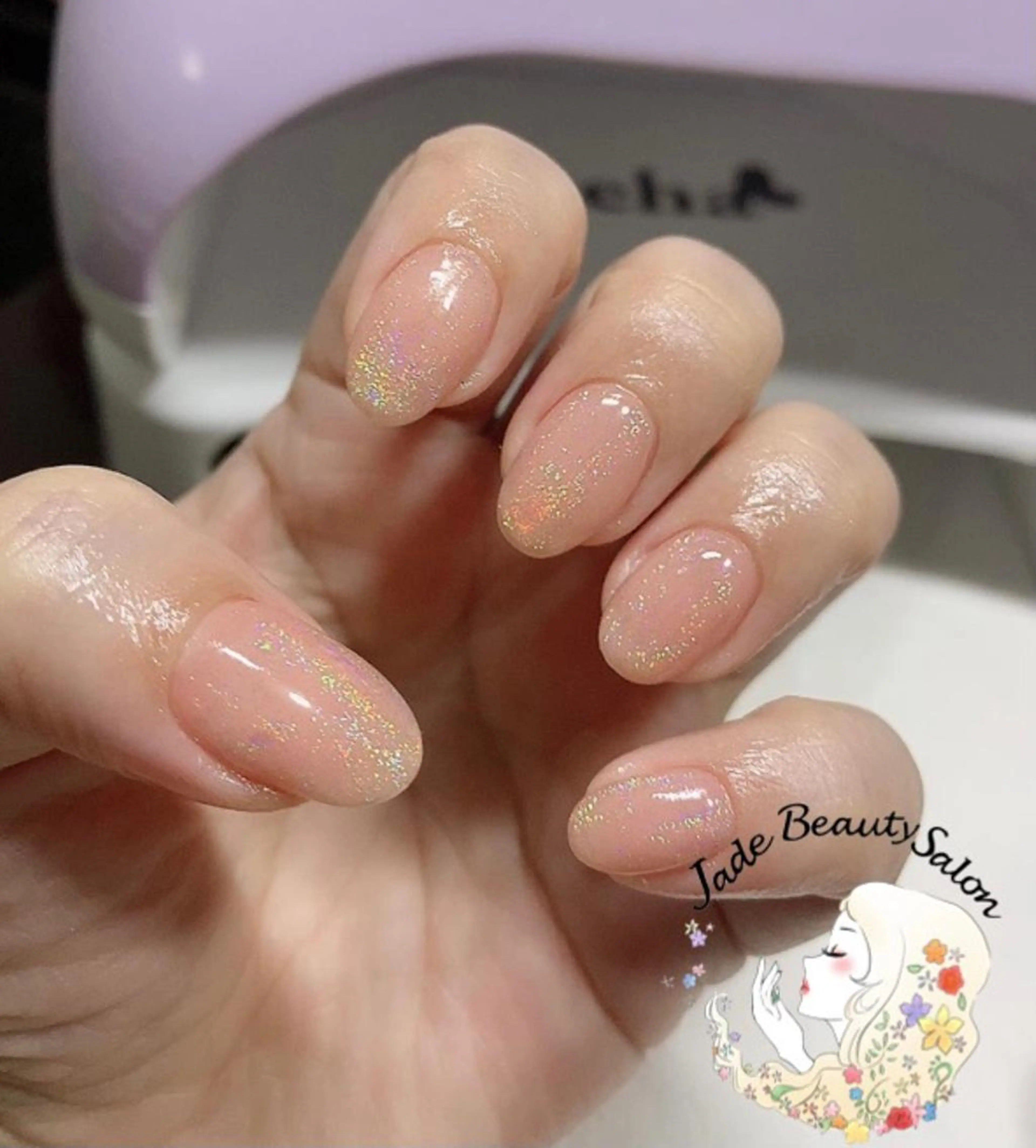 ショート ネイル キラキラネイル シンプルネイル JadeBeauty Salonのネイルデザイン