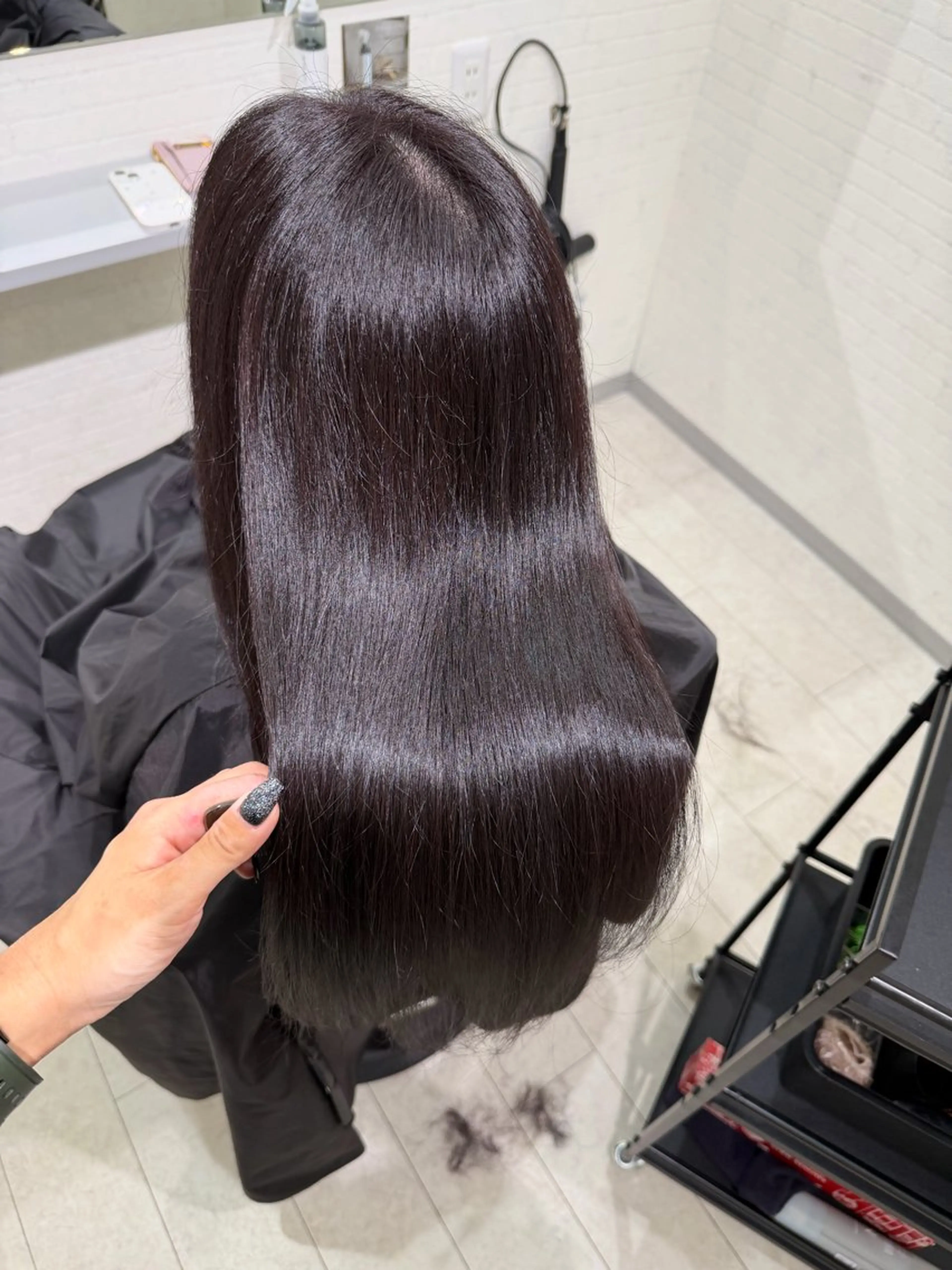 ロング カット ヘアカラー トリートメント Number.タナカ 間々田髪質改善のヘアスタイル