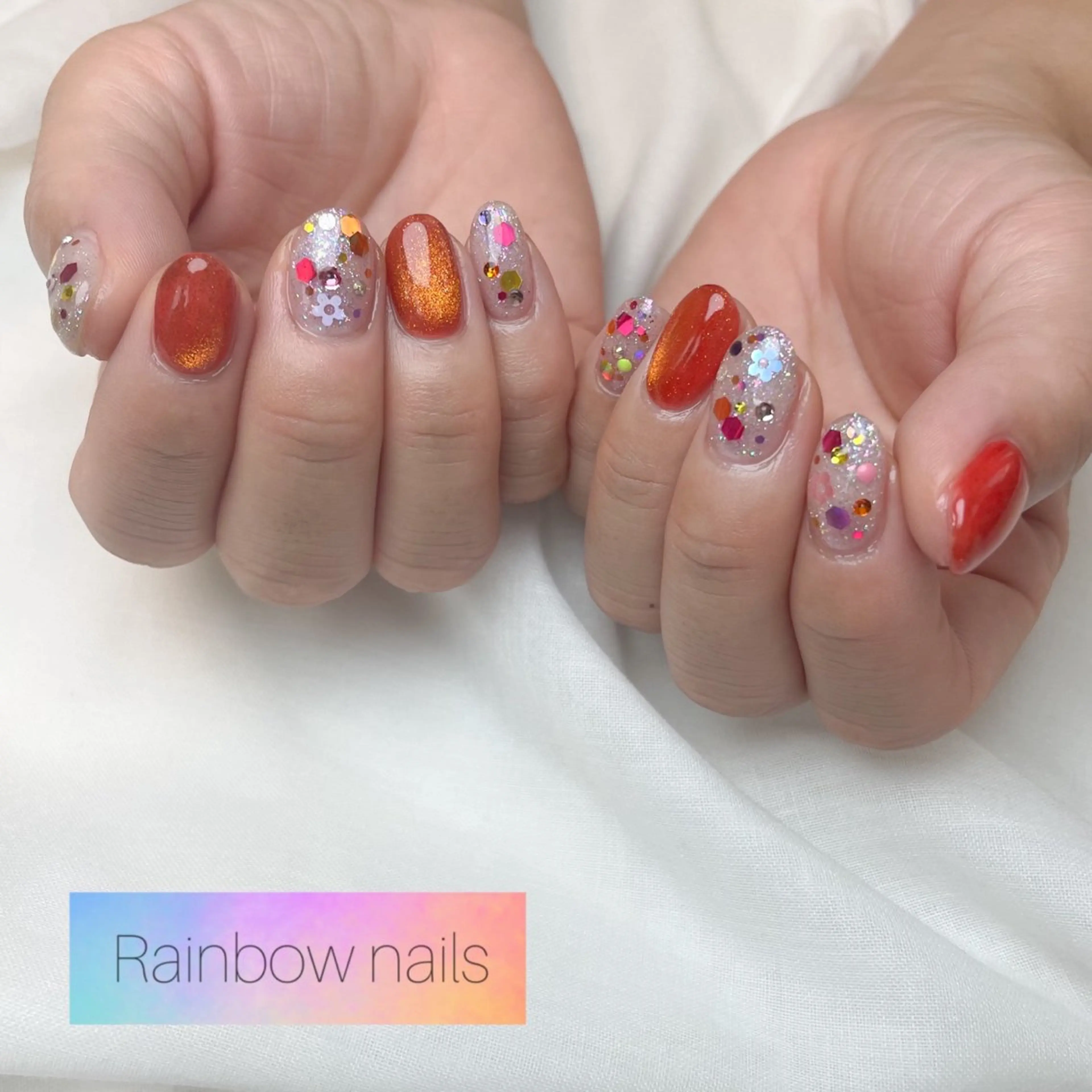 ネイル Rainbow nailsくろちゃんのネイルデザイン
