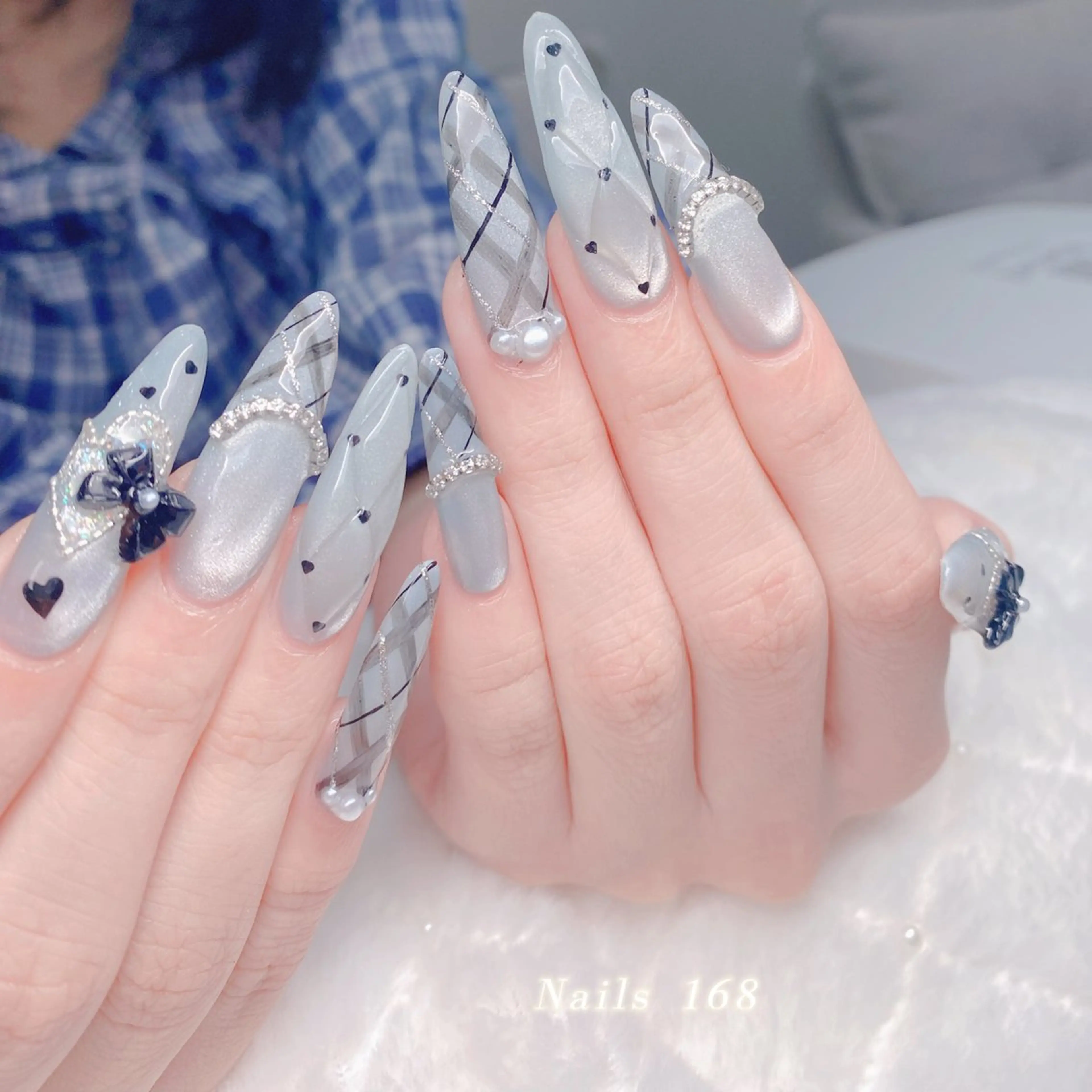 ネイル オーロラネイル チークネイル フレンチネイル 韓国ネイル マグネットネイル ハンドネイル マイ168 池袋西口駅前のネイルデザイン