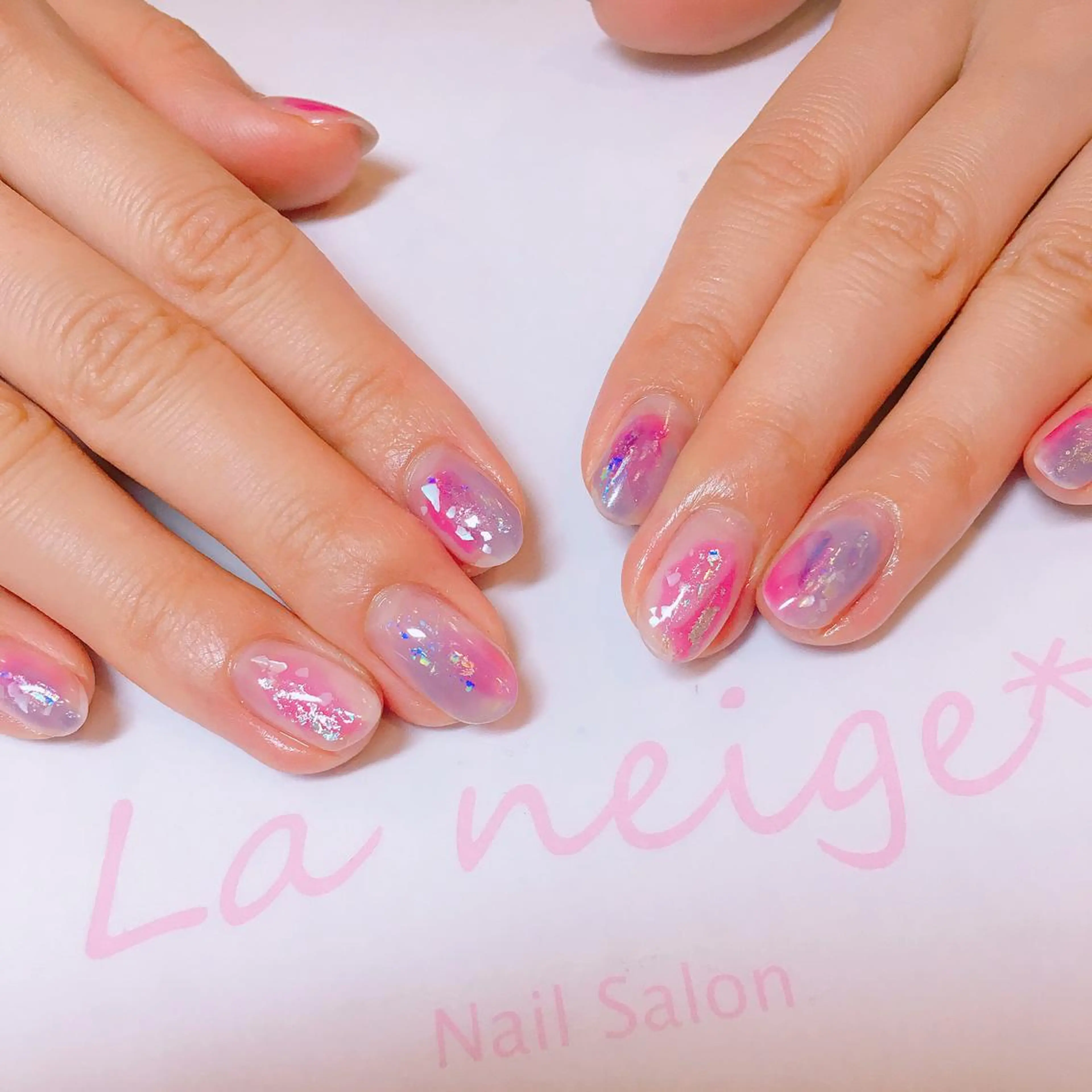 ネイル ニュアンスネイル ピンク パープル La neige* yuki 🥯🍑のネイルデザイン