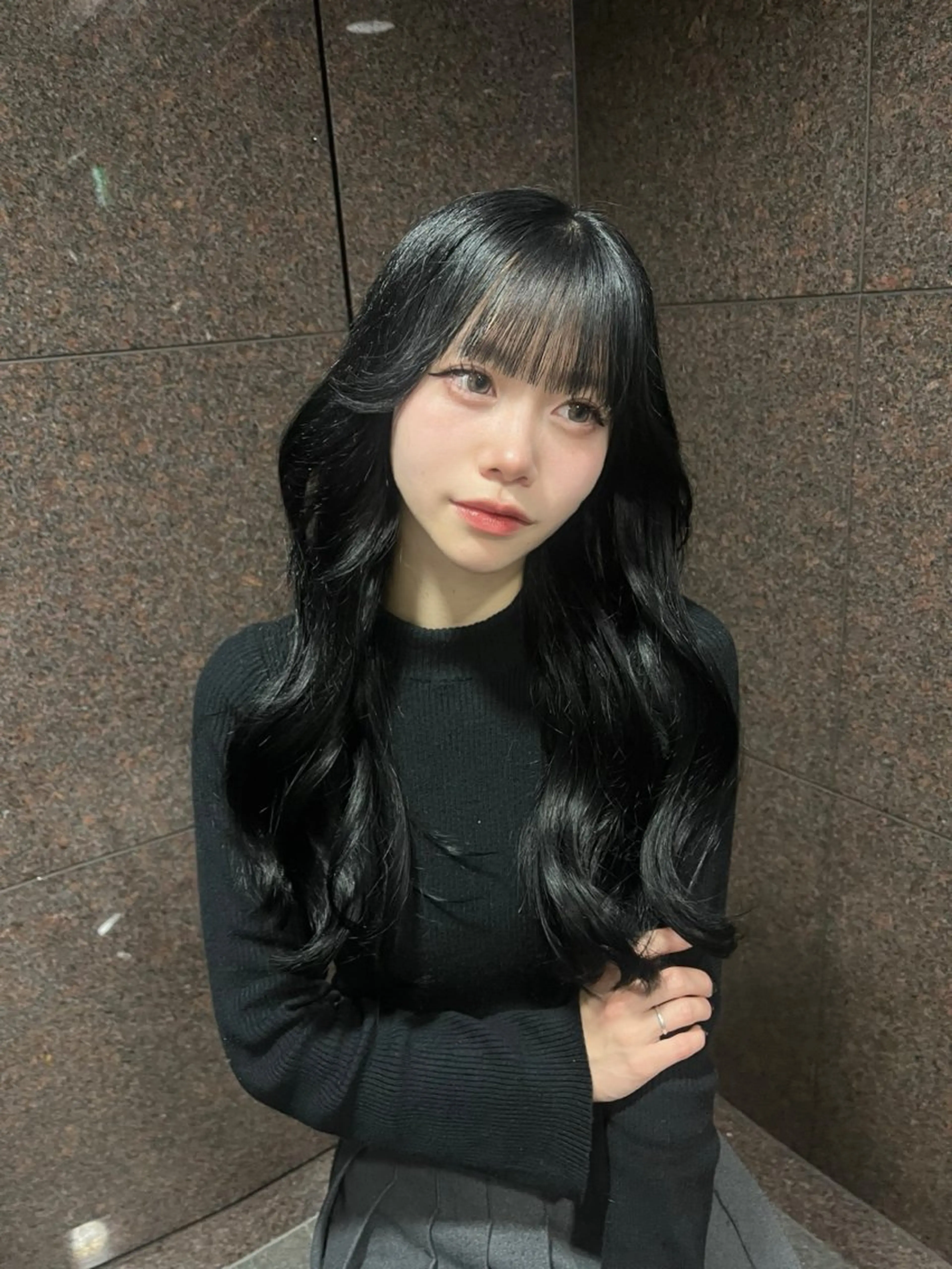 ロング カラー 韓国メンズ特化 ダウン・毛流れパーマのヘアスタイル