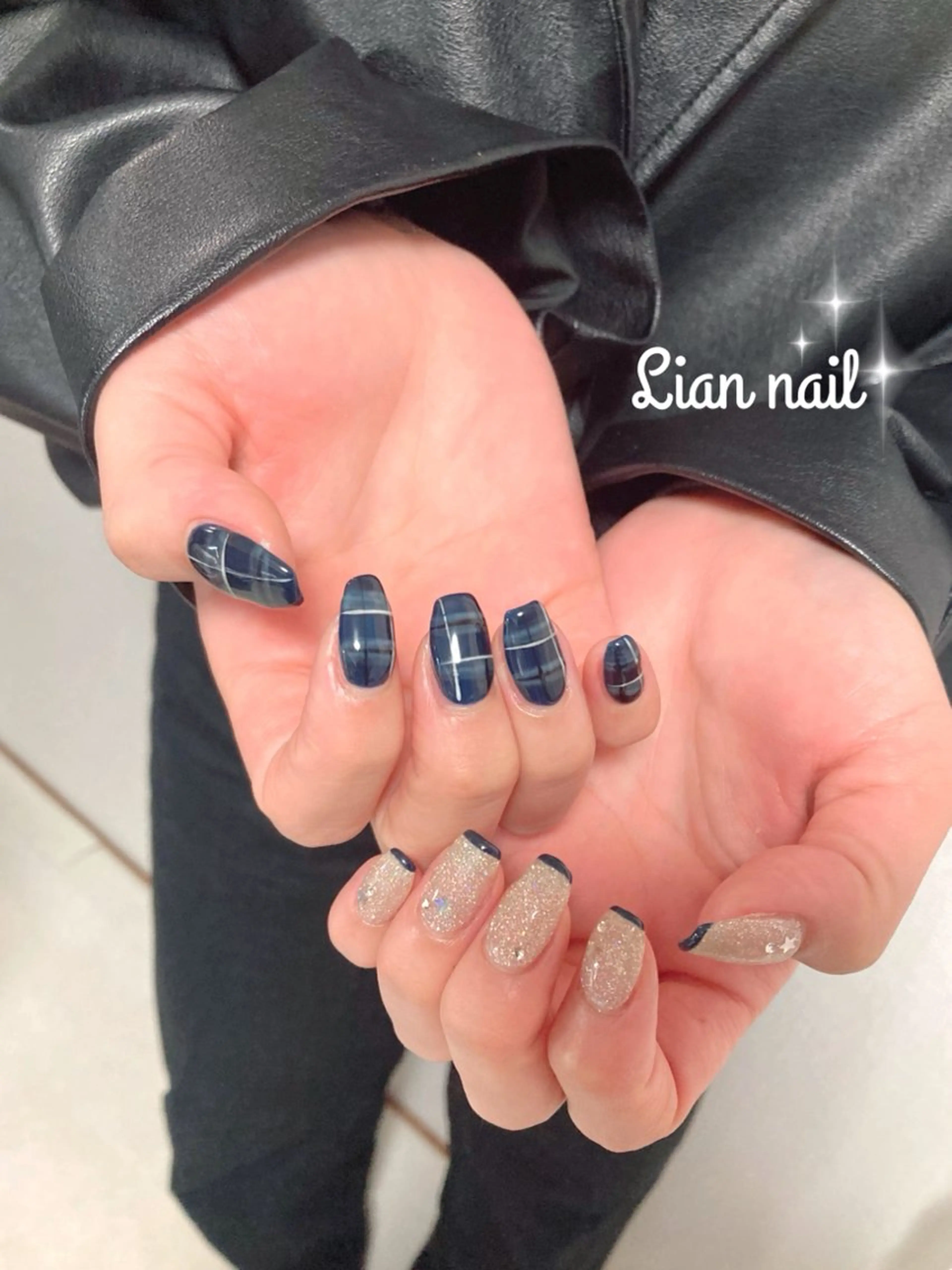 ネイル フラッシュネイル ネイビー Lianネイル 寛子Lianのネイルデザイン