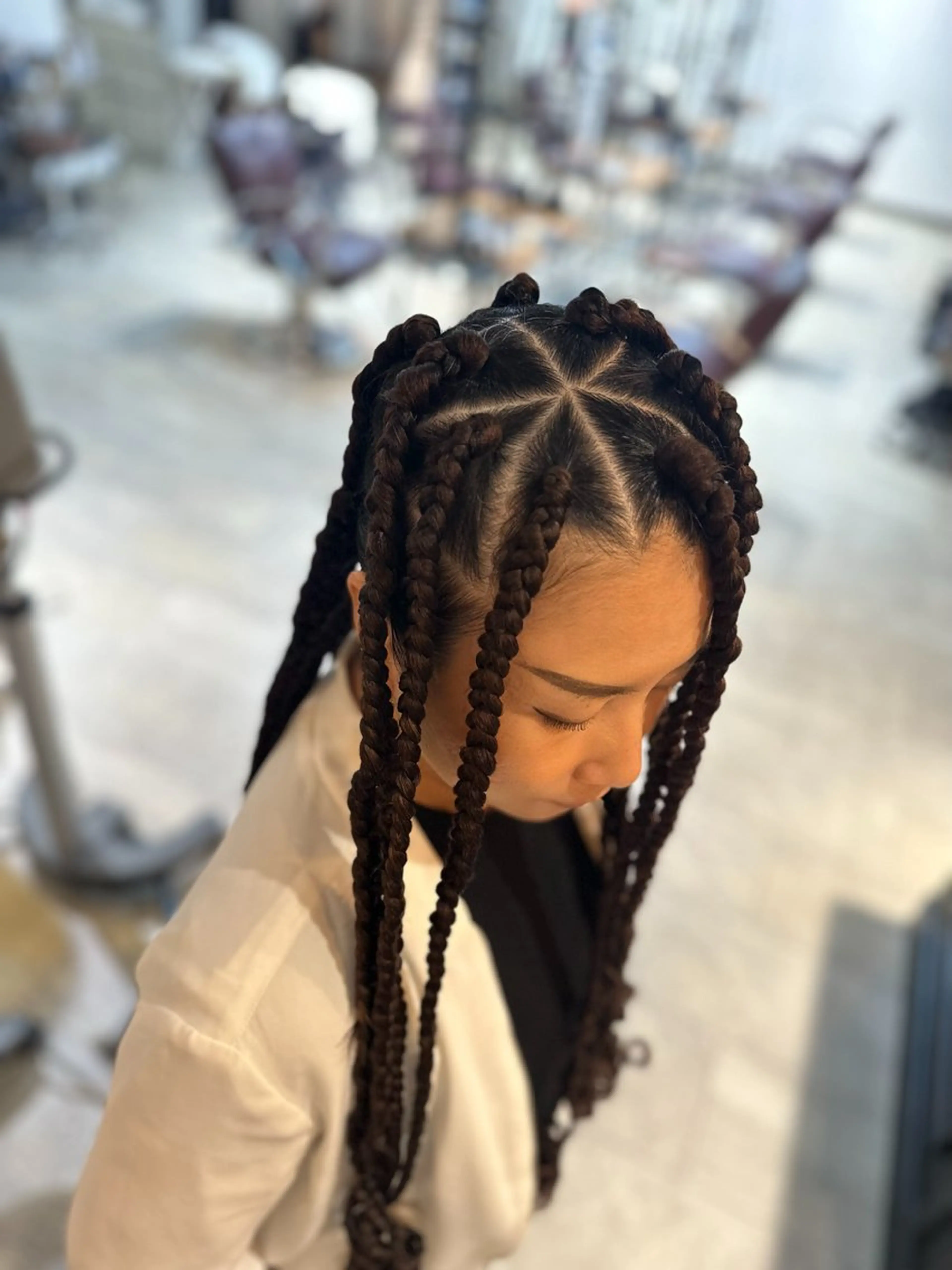 セミロング ヘアアレンジ エクステ エクステ ヘアセット 大人のハイトーン💎 BRAIDS💎愛子のヘアスタイル