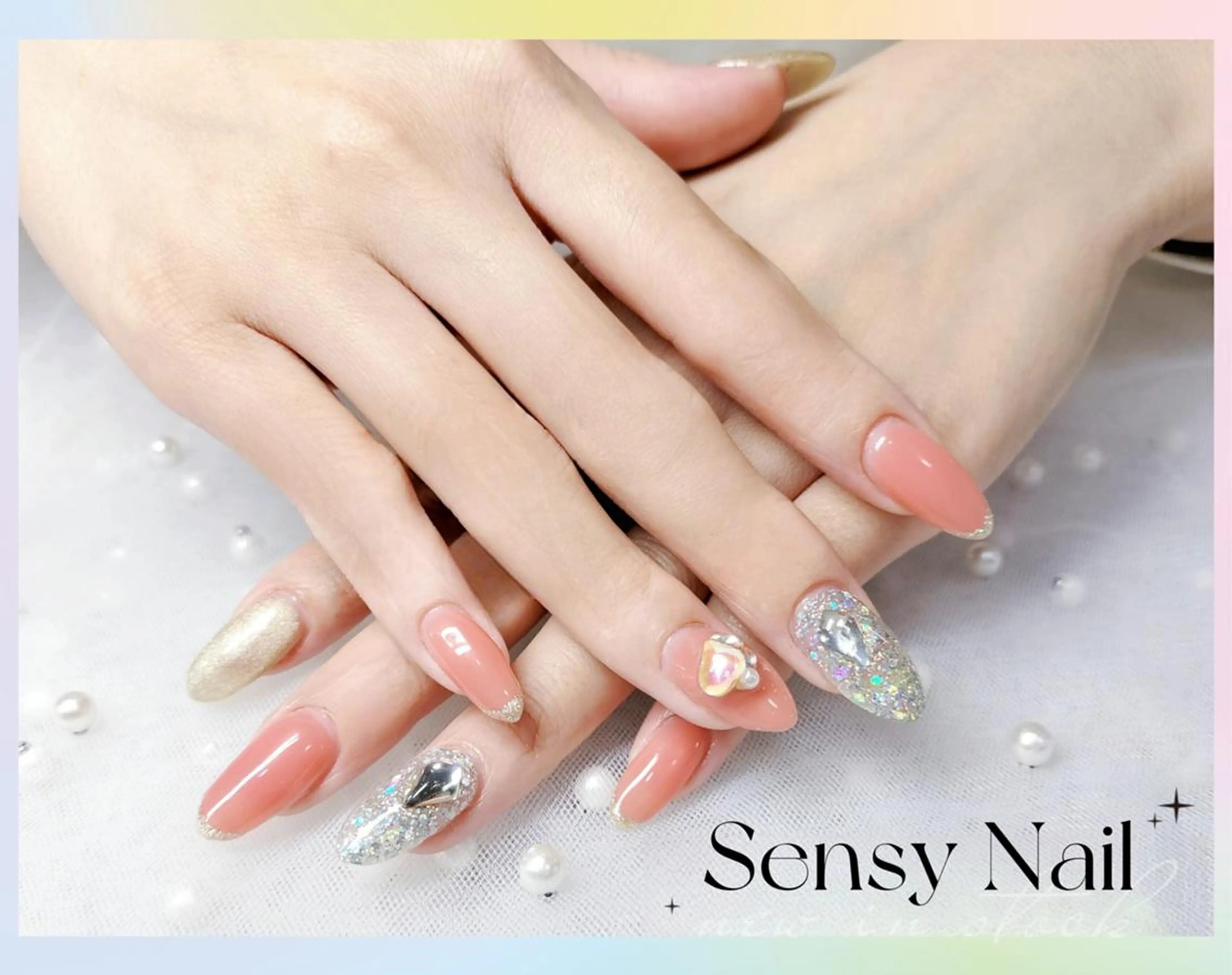 ネイル 長さ出し ジェルネイル 持ち込み ソフトジェル ハンドネイル ハンドケア Sensy ネイル専門店のネイルデザイン