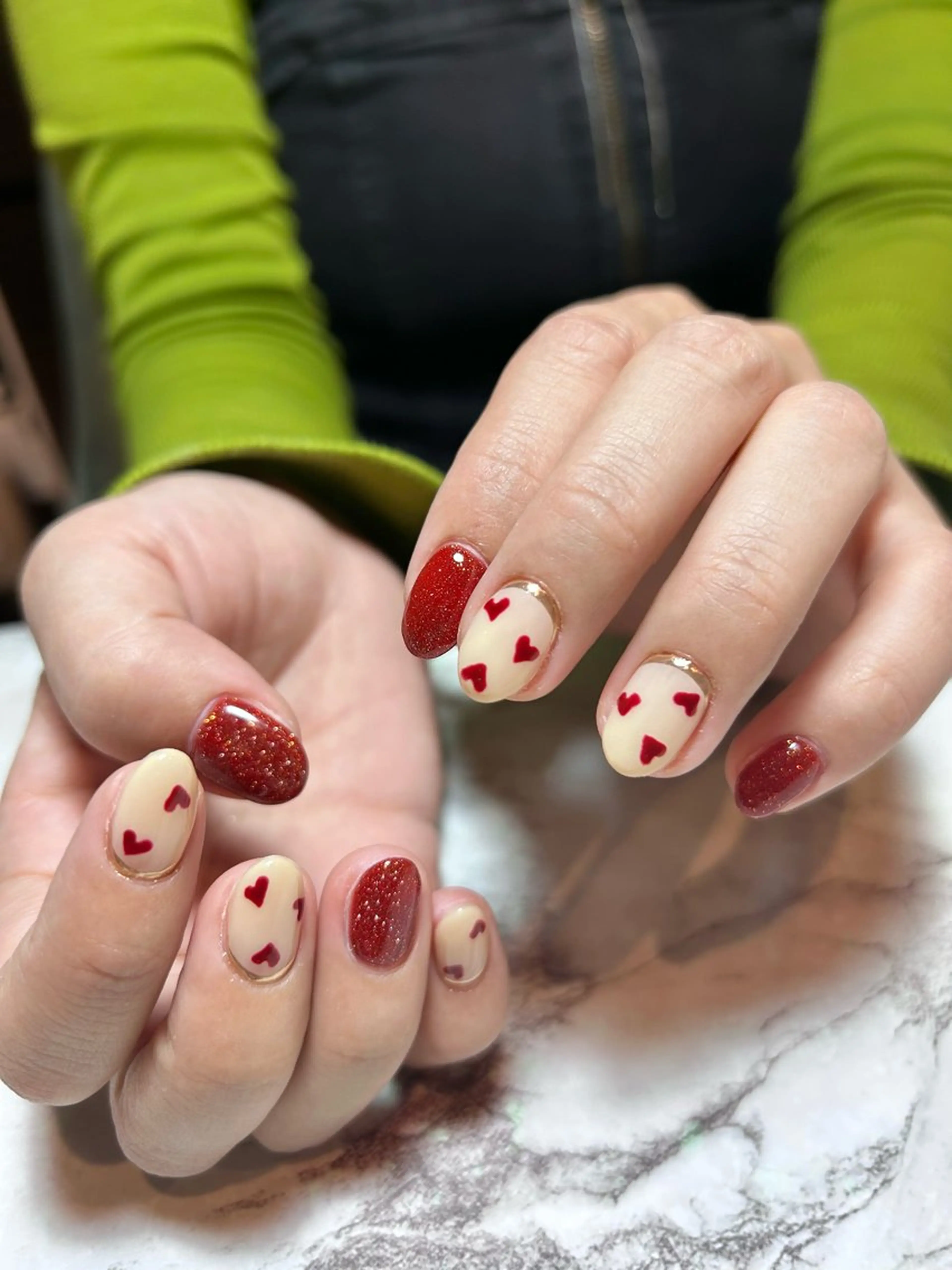 ネイル バレンタイン ハンドネイル フットネイル TESORO nailのネイルデザイン