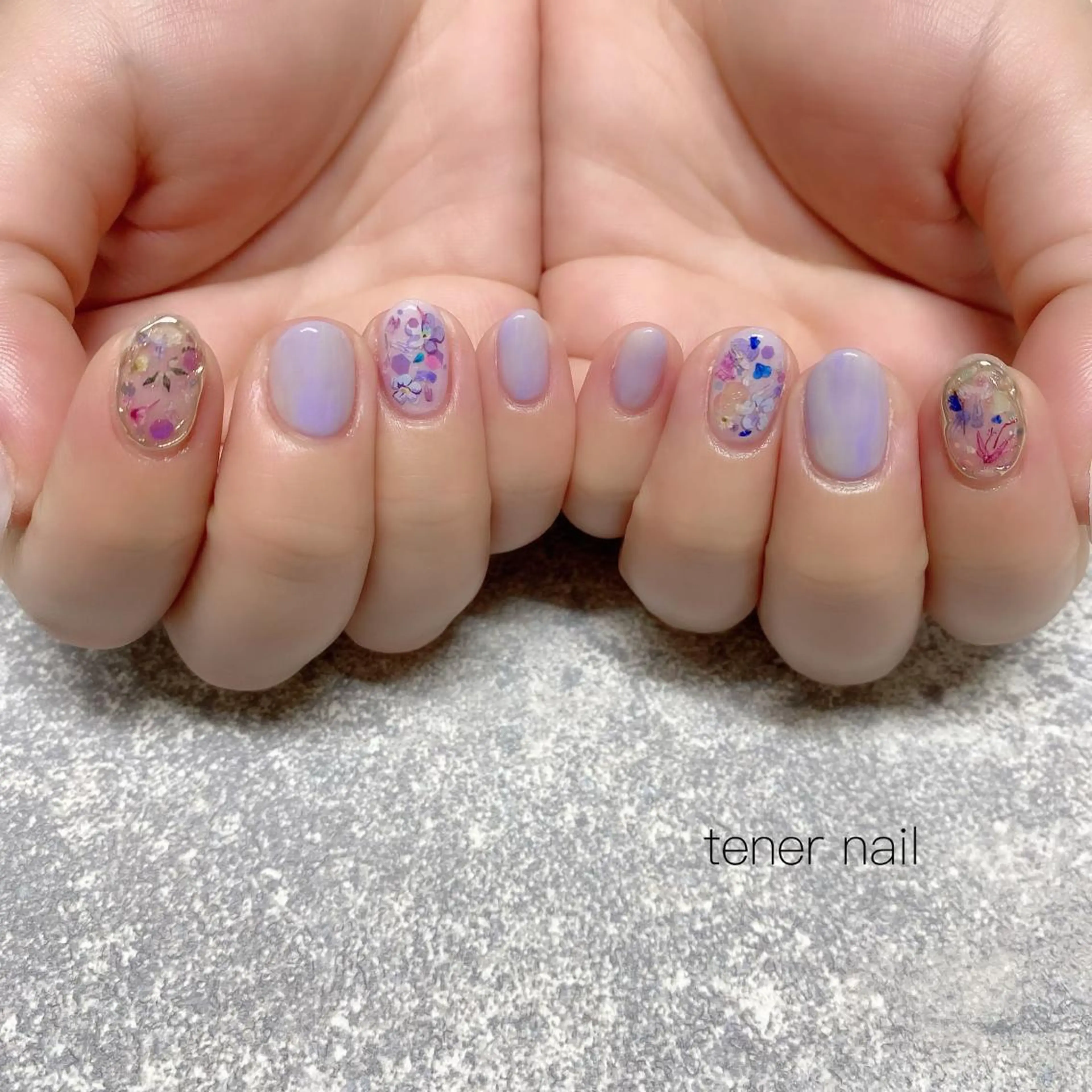 ネイル フラワーネイル パープル tener  nail  テネルネイル所属・テネルネイル tener nailのネイルデザイン