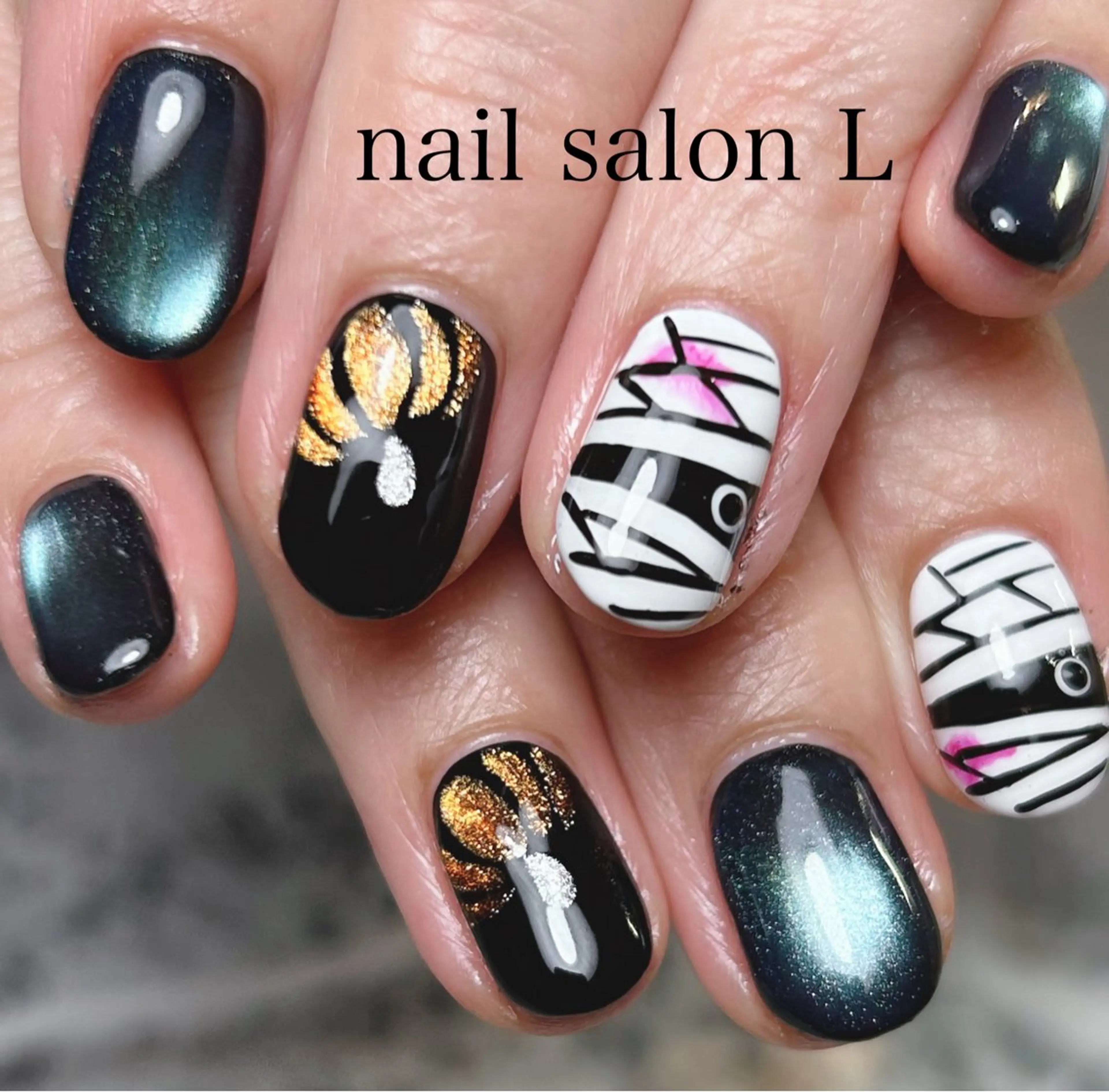 ネイル ビー玉ネイル 持ち込み ハンドネイル 吉川市 ネイルサロンLのネイルデザイン