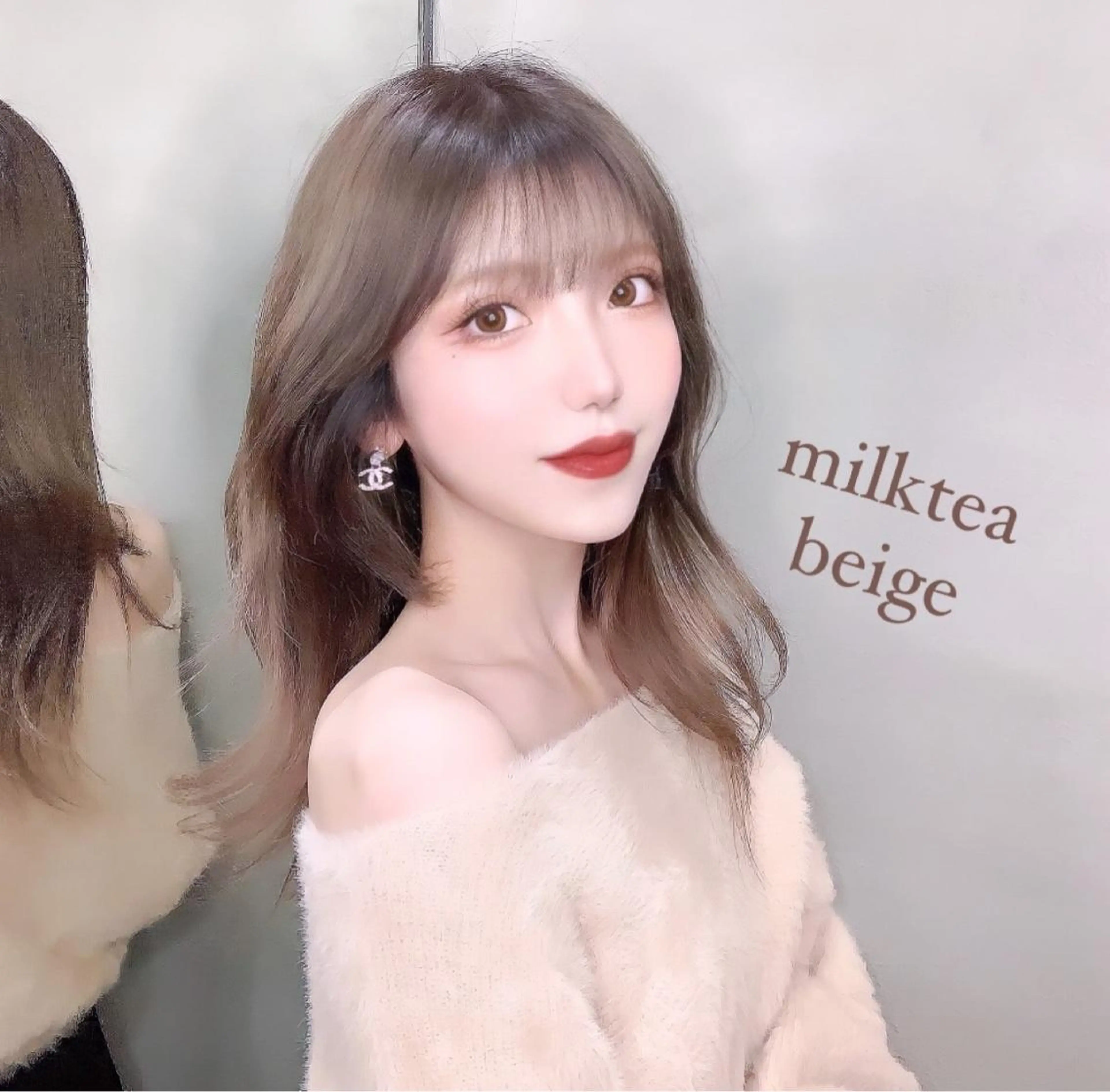 セミロング カラー アディクシーカラー ベージュカラー 透明感カラー グレージュ イルミナカラー ブリーチなし透明感カ ラー×韓国ヘア♡ヒデのヘアスタイル