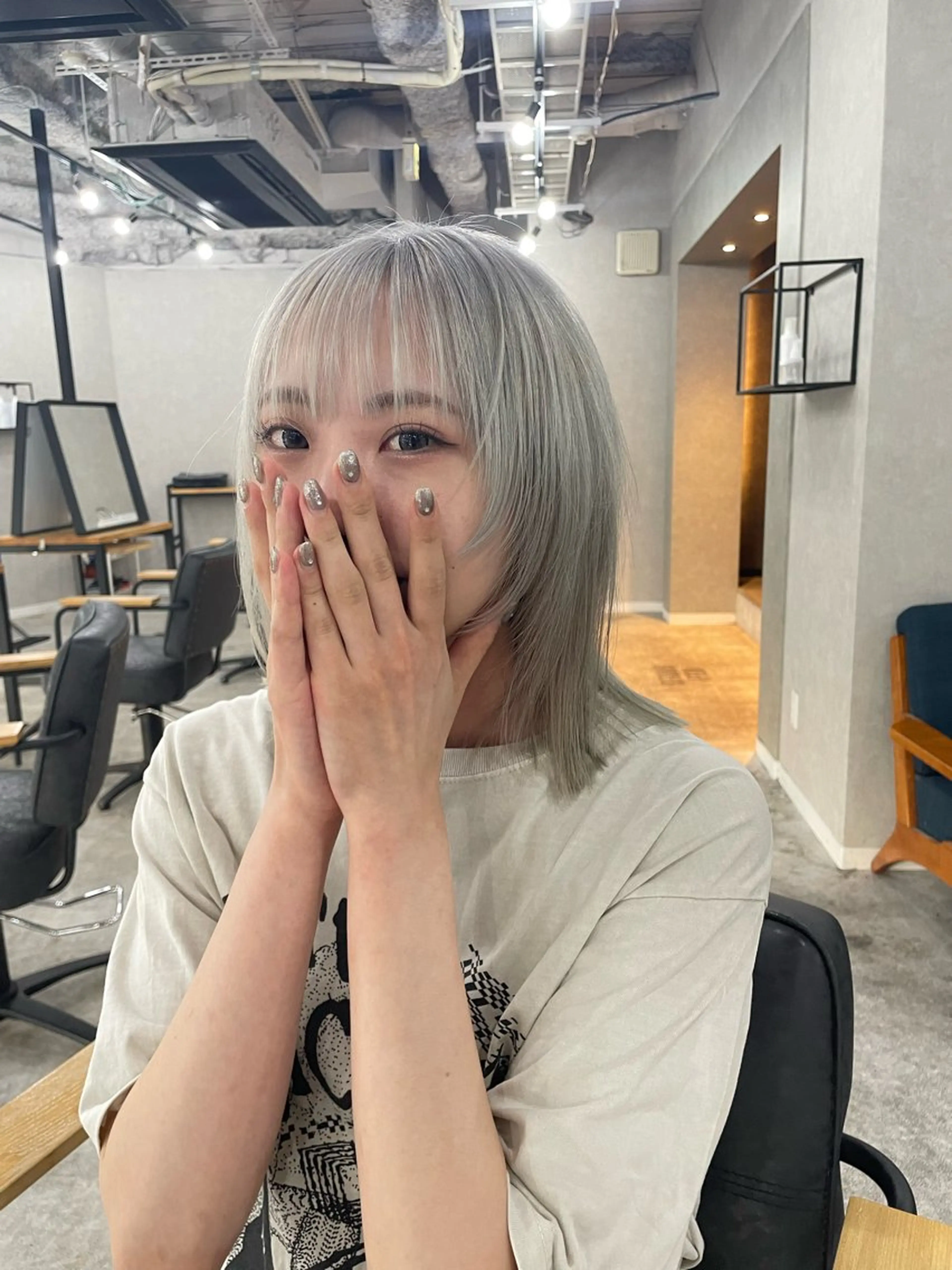 ミディアム カット ヘアカラー トリートメント 梅田韓国ヘア kiara🩷彡のヘアスタイル