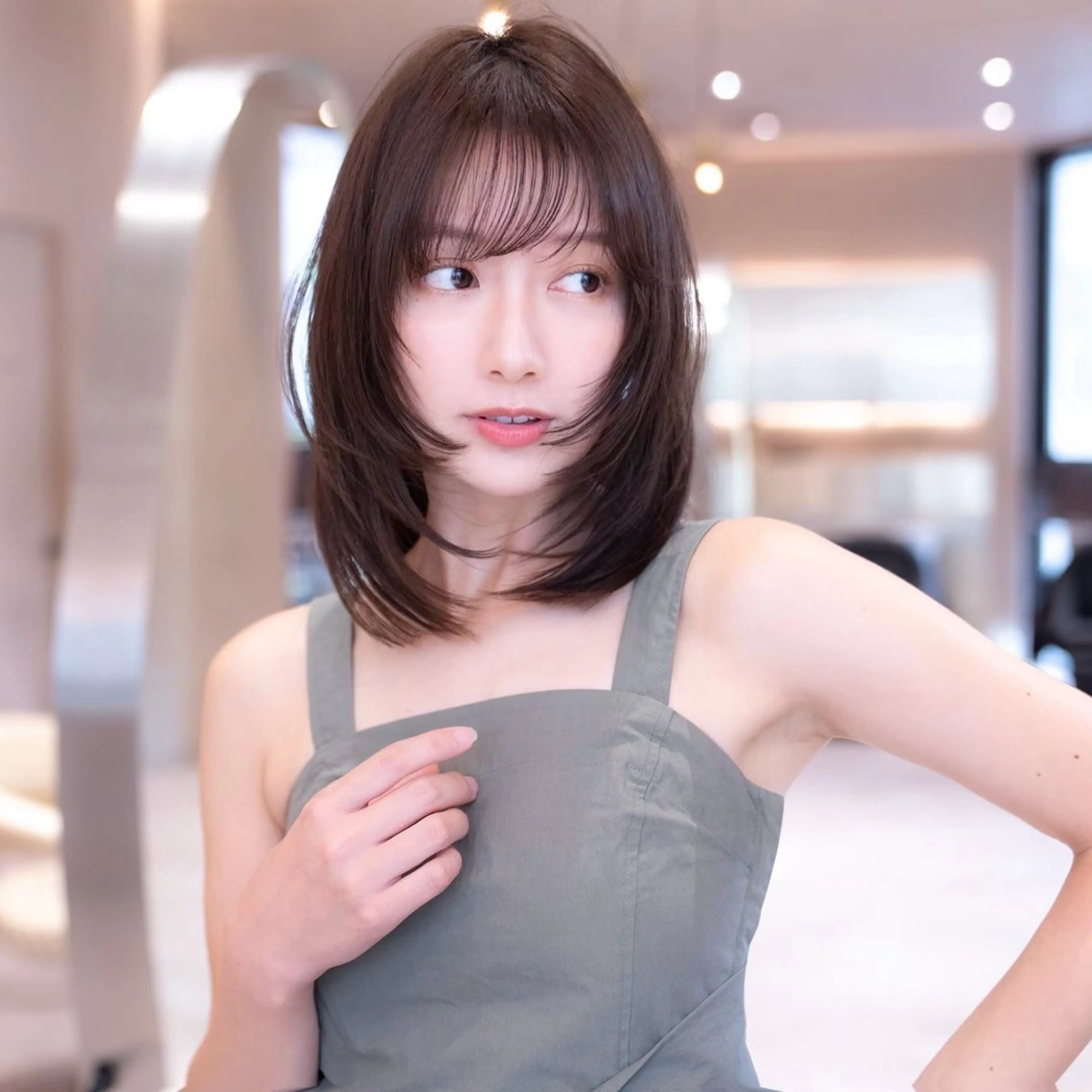 ミディアム カラー ミディアムレイヤー 韓国風ヘア レイヤーカット 小顔カット トリートメント カット 渋谷/韓国レイヤー/ 艶カラー/nanoのヘアスタイル