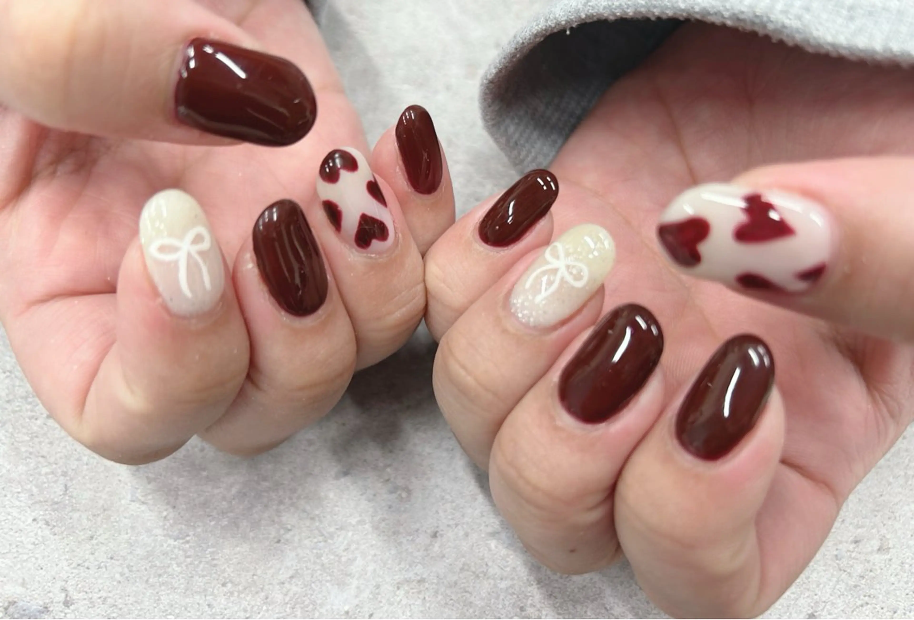 ネイル ハート リボン ハンドネイル Nail Salon agré所属・agré ネイルサロン　アグレのネイルデザイン