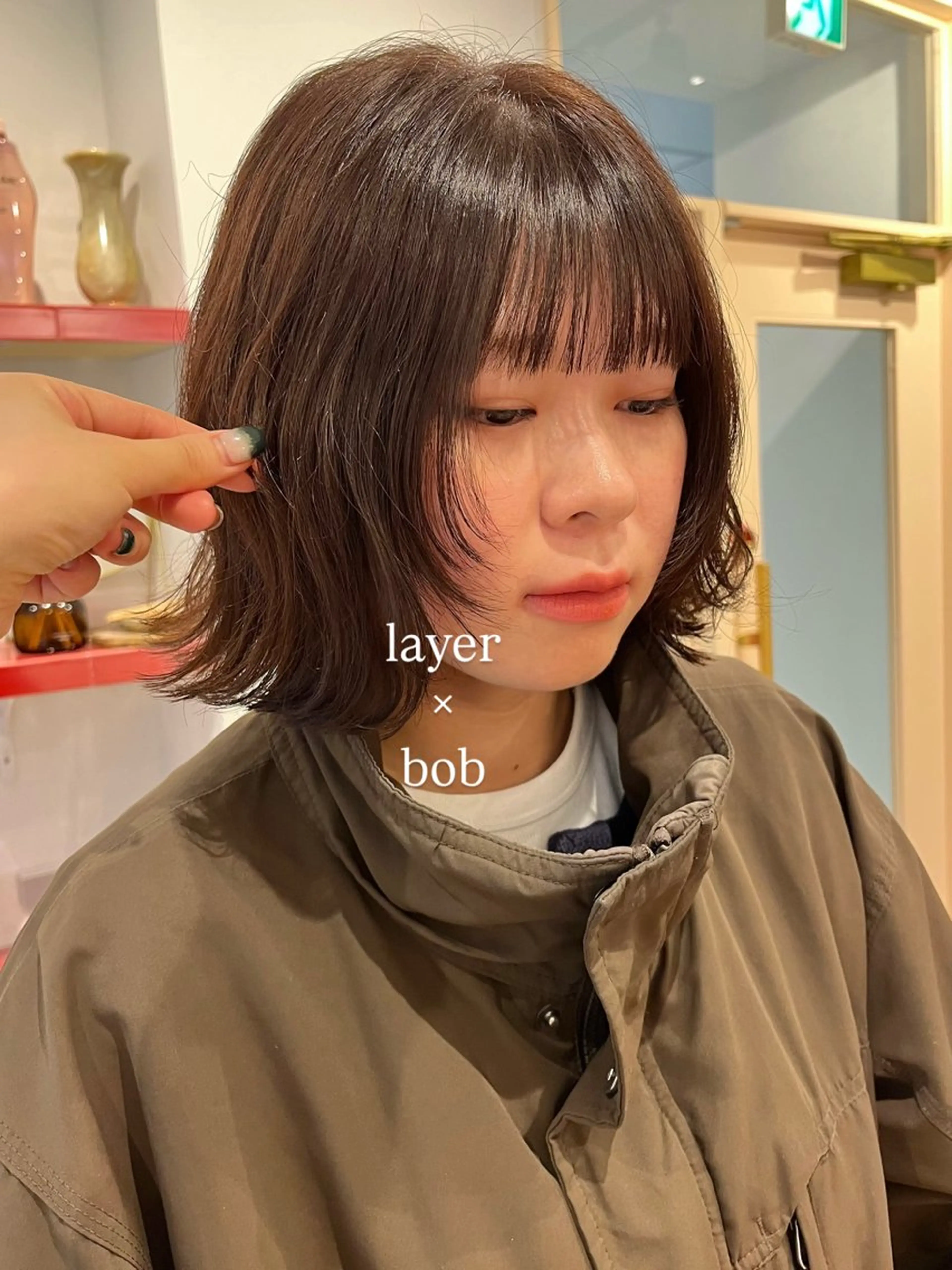 ショート ボブ 顔まわりレイヤー レイヤーカット 🫧レイヤー/暖色 /ベージュMAI🫧のヘアスタイル