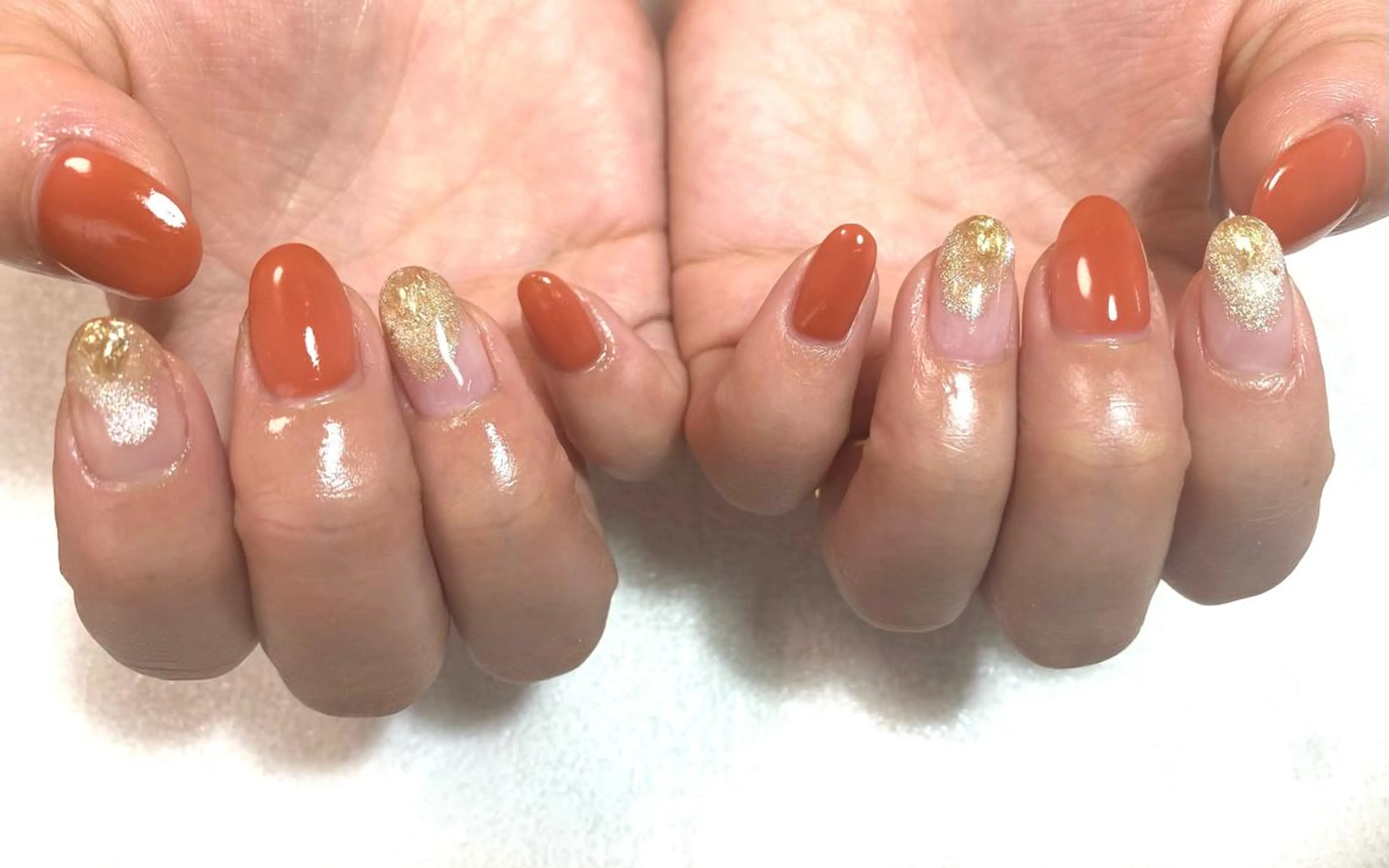 ネイル ジェルネイル マグネットネイル ニュアンスネイル オレンジ ハンドネイル nailsalon /はるのネイルデザイン