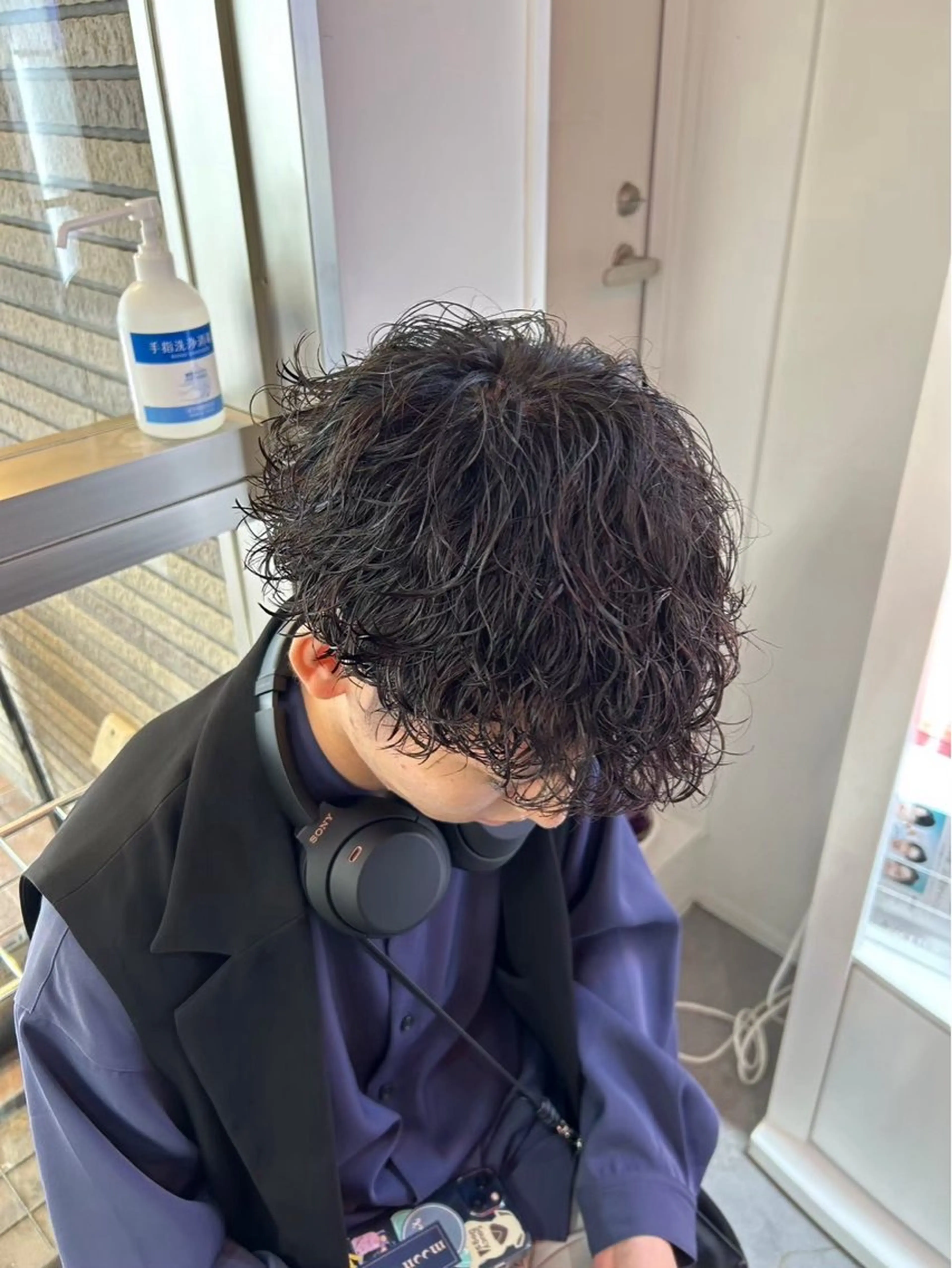 ミディアム カラー パーマ メンズ カット ヘアセット メンズパーマ特化 🔥韓国ヘア職人🔥のヘアスタイル
