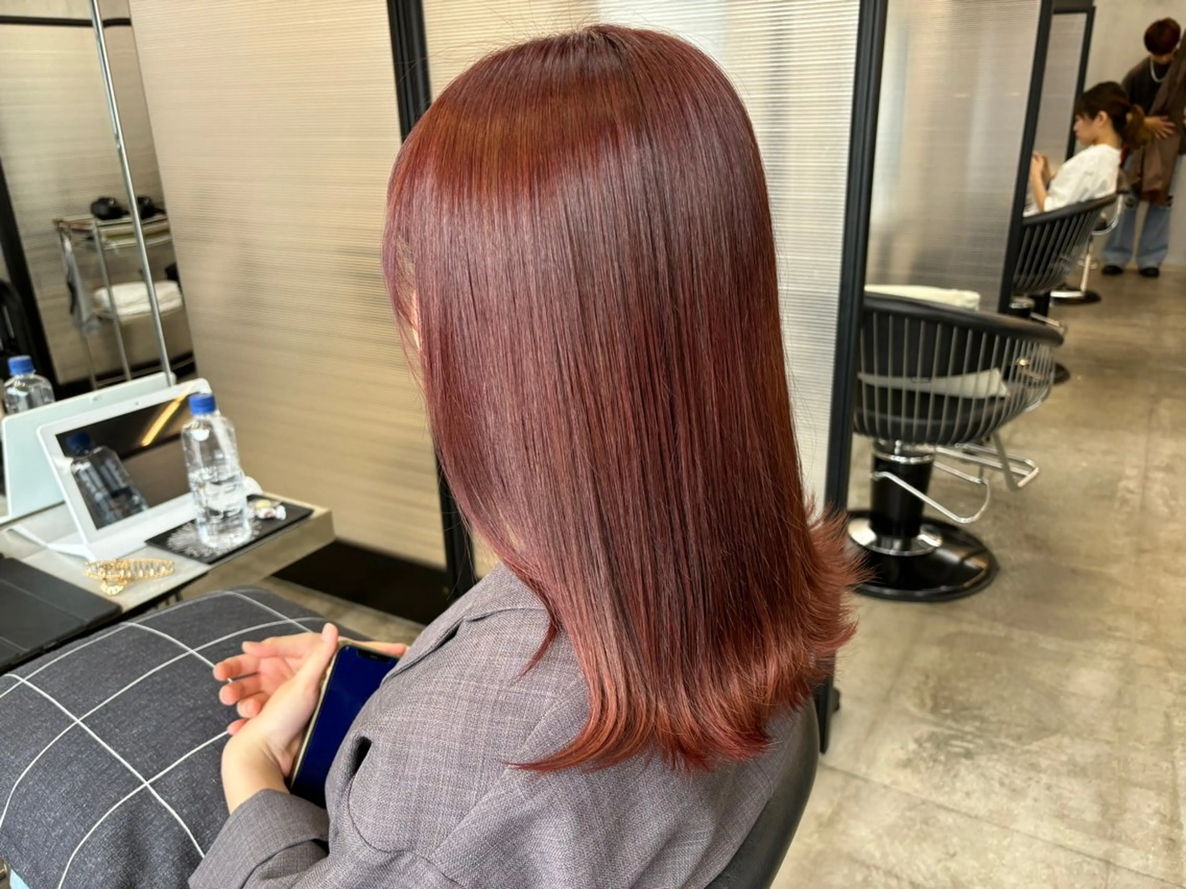 セミロング カラー ブラウンカラー ピンクカラー ピンクブラウン 🌷艶感カラー🌷 富施　優花のヘアスタイル