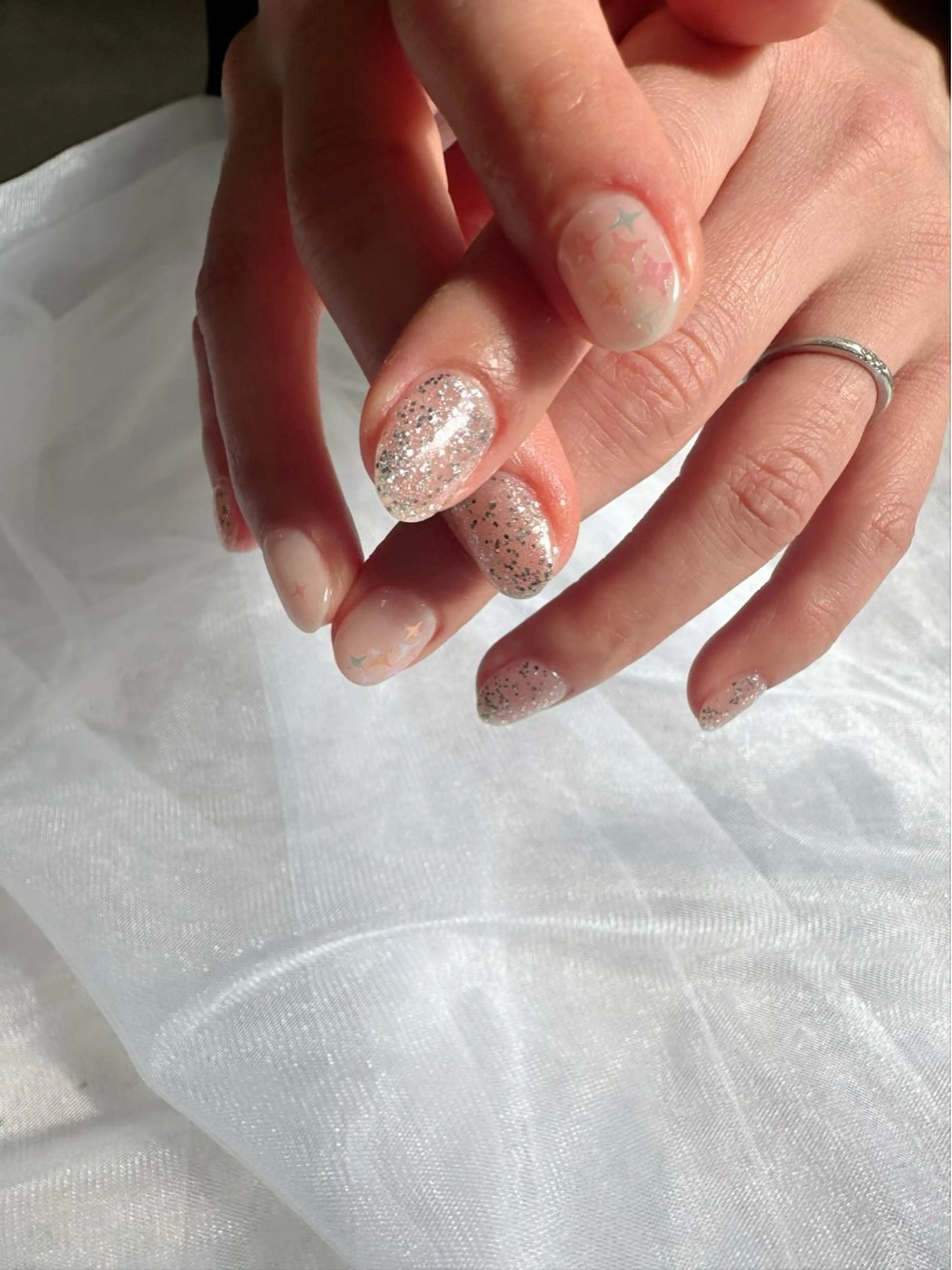 ネイル オーロラネイル クリアネイル 氷ネイル・うるうるネイル キラキラネイル 韓国ネイル 🪞KAPE NAIL 🪞のネイルデザイン