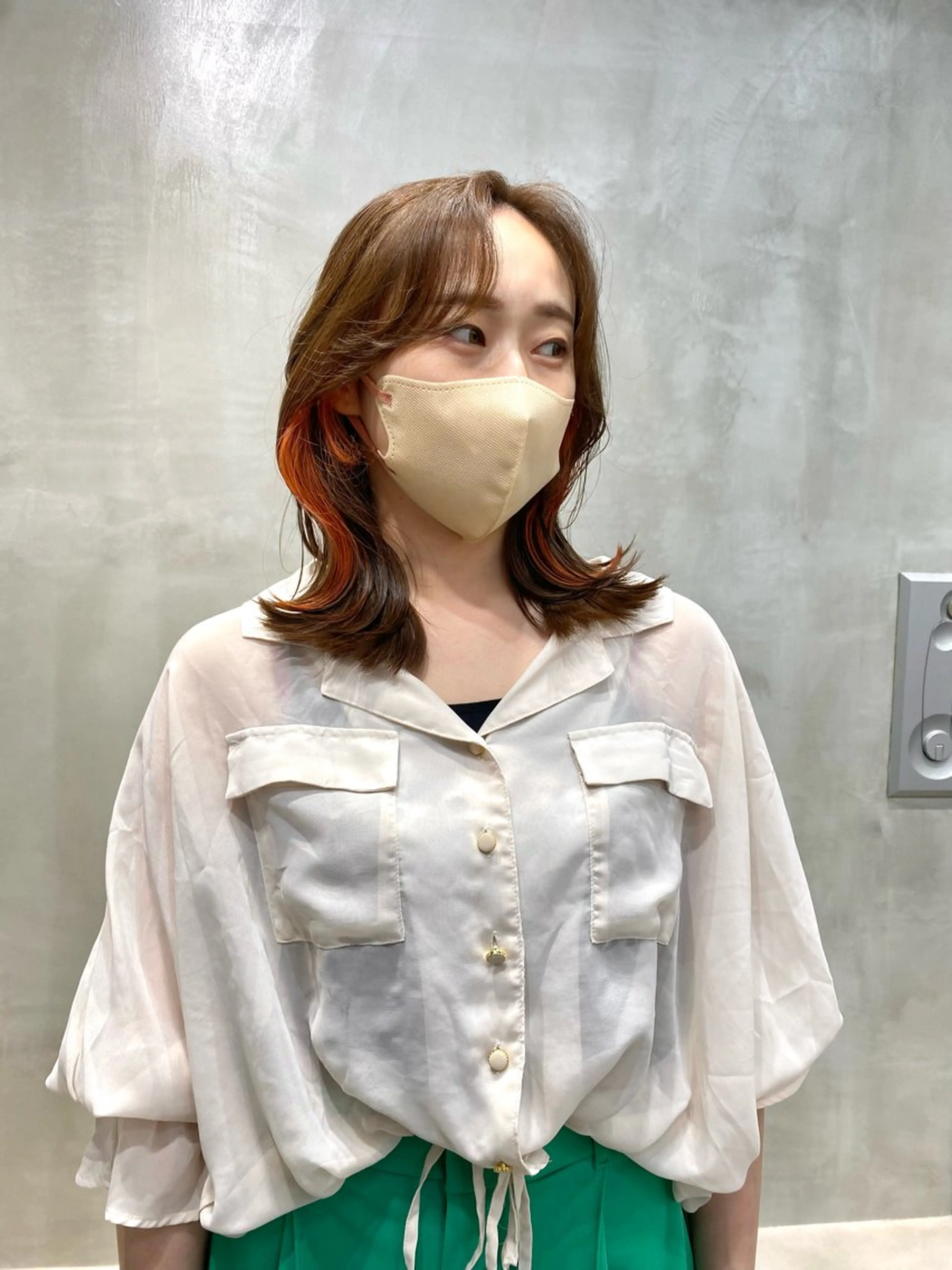 セミロング カラー ヘアカラー トリートメント 🍈yurina パーマ🍈のヘアスタイル