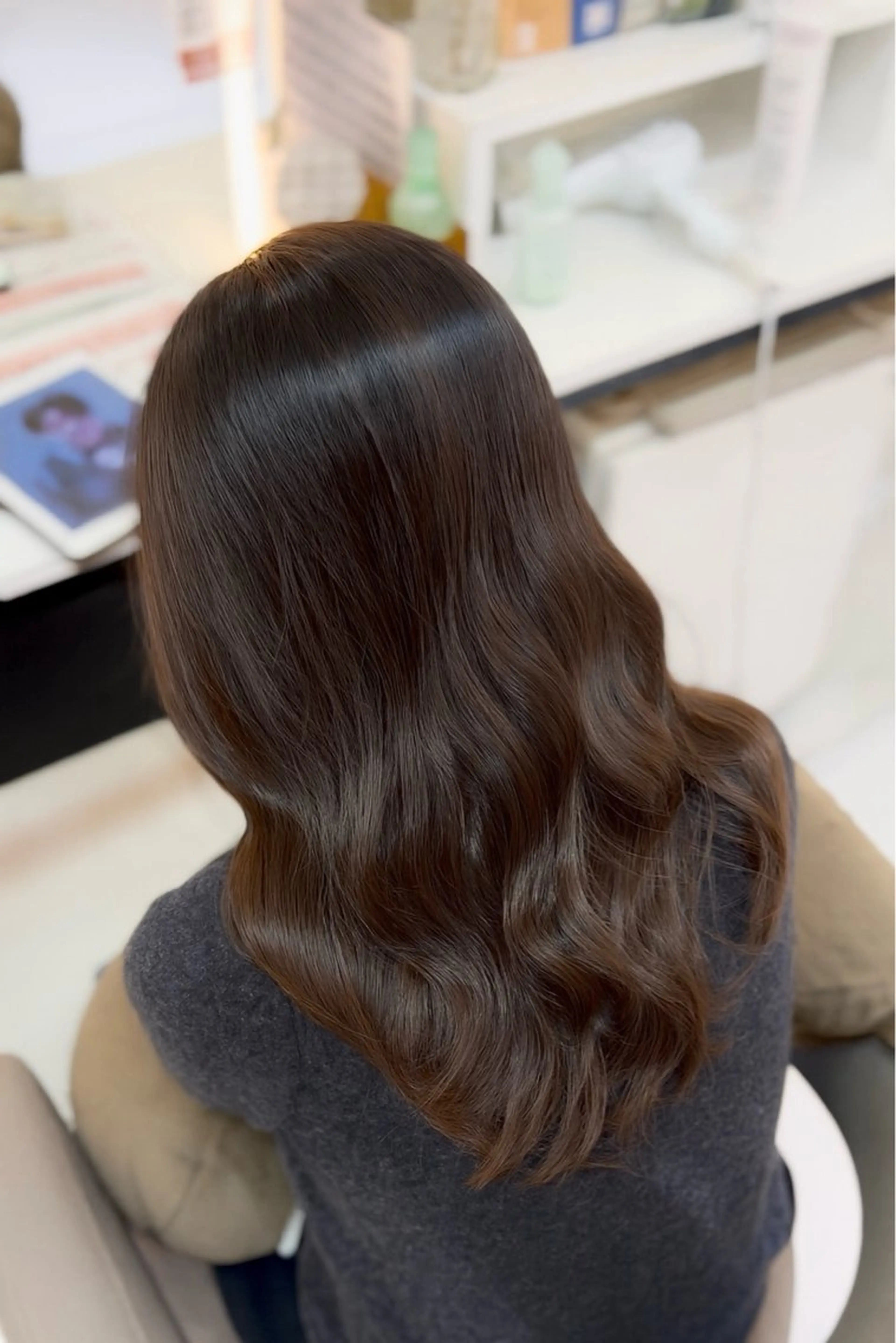 ミディアム ミディアムパーマ カット パーマ 艶カラー/ 韓国レイヤー/ナオのヘアスタイル