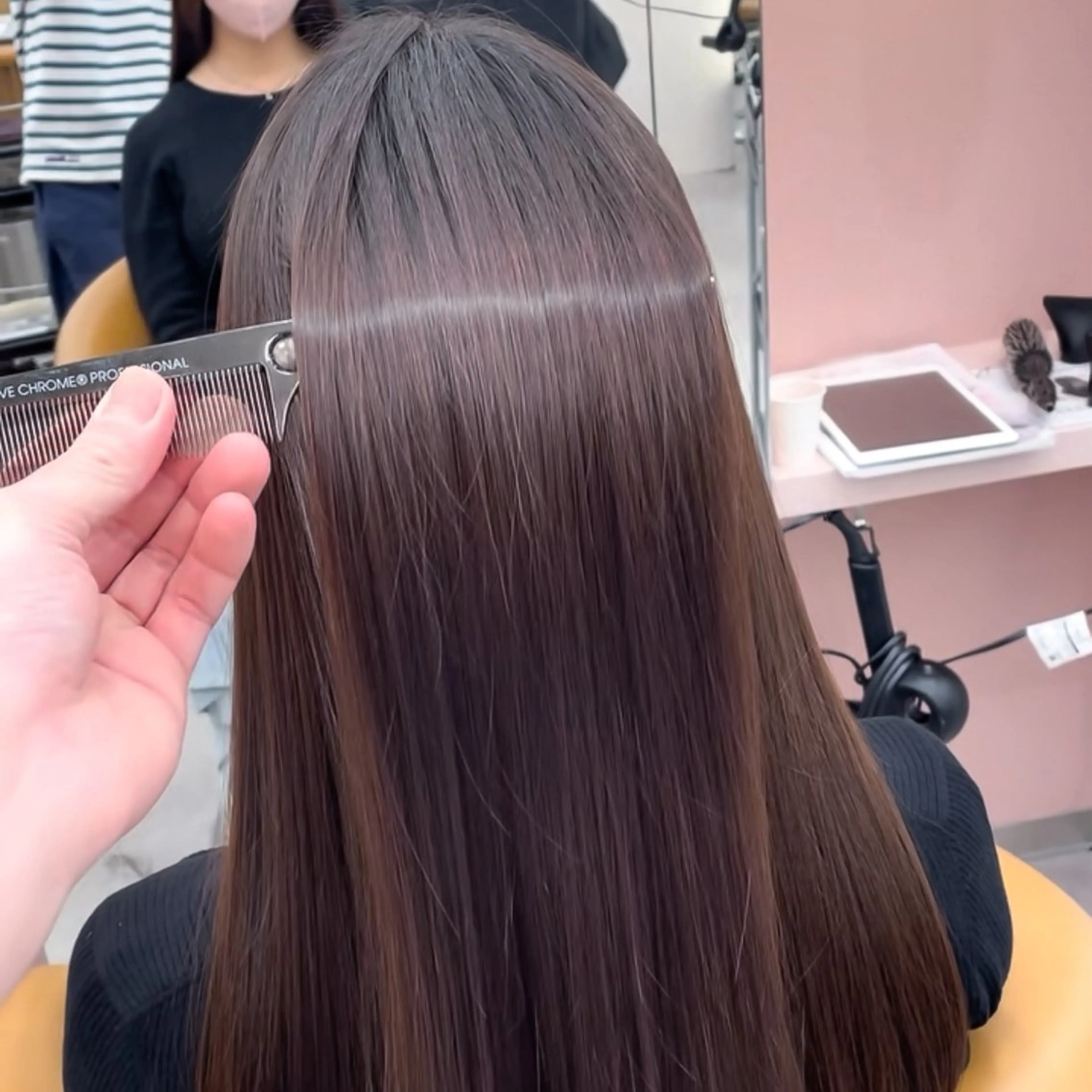 ロング カラー カット ヘアカラー 縮毛矯正 トリートメント ストンボブ/レイヤー 透明感カラー/ヒデジのヘアスタイル