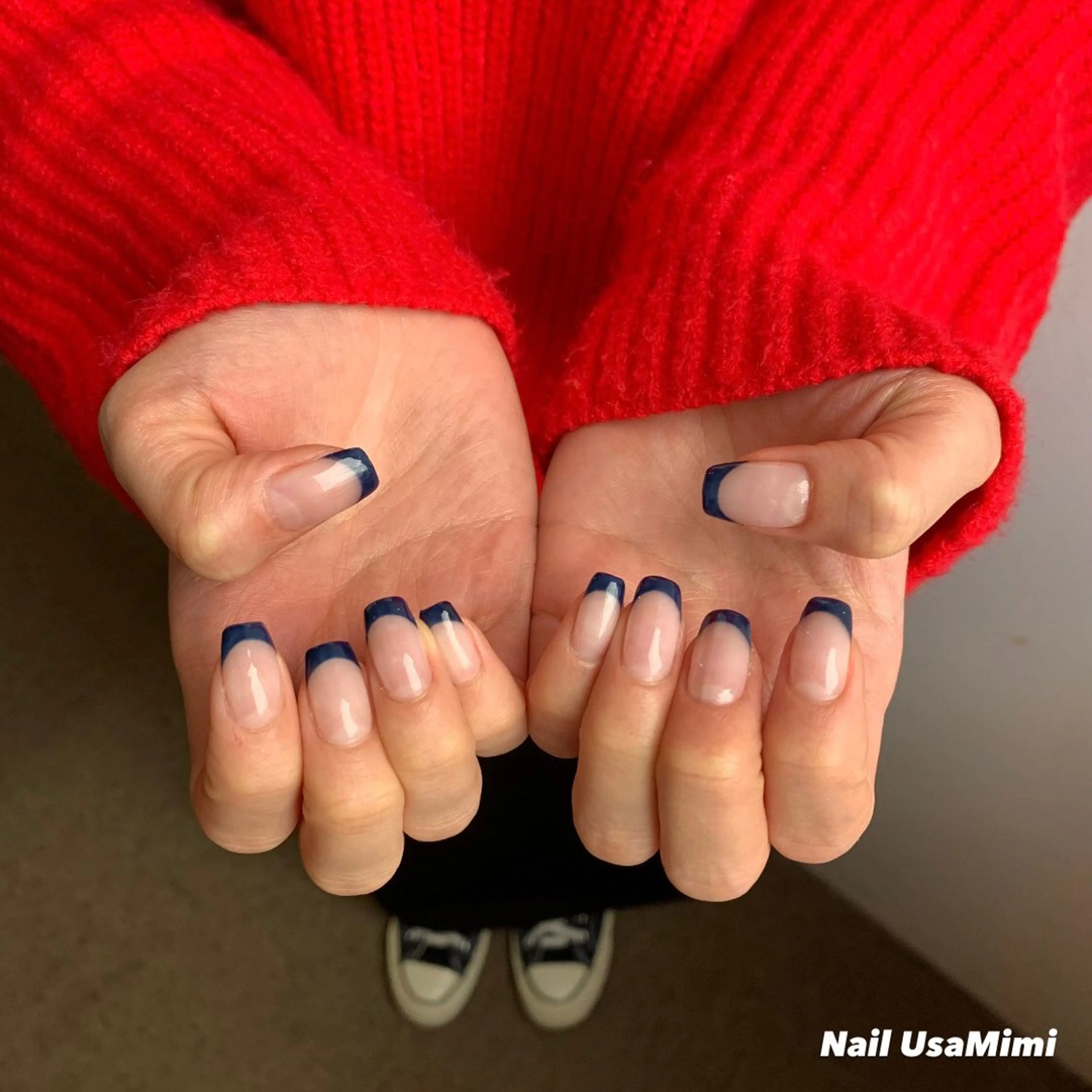 ネイル フレンチネイル ジェルネイル マグネットネイル 持ち込み ワンカラーネイル 本町ネイルNail UsaMimiのネイルデザイン