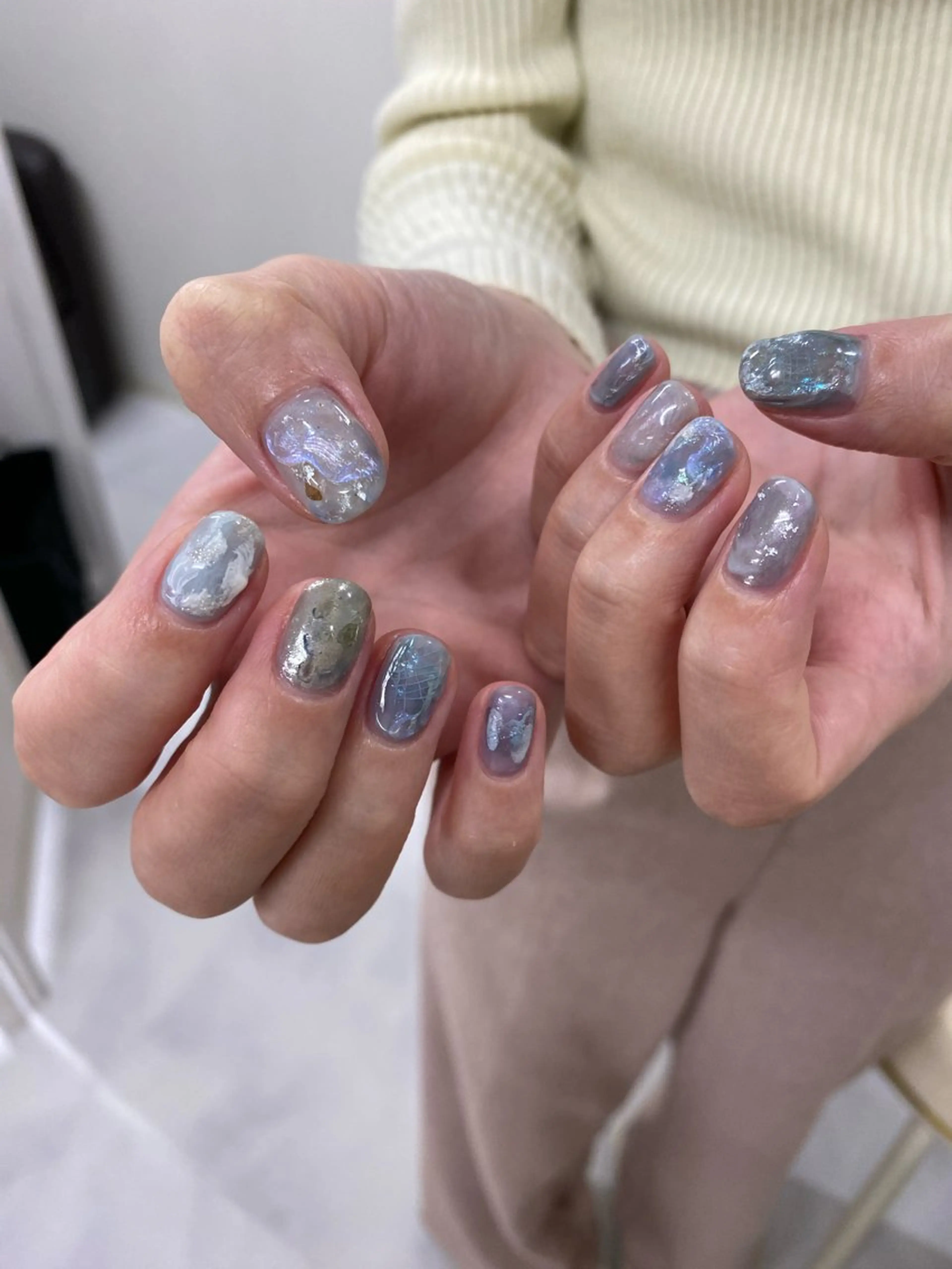 ネイル ジェルネイル マグネットネイル 持ち込み ニュアンスネイル ワンカラーネイル ハンドネイル 草加ニュアンスネイル 🌚hersのネイルデザイン