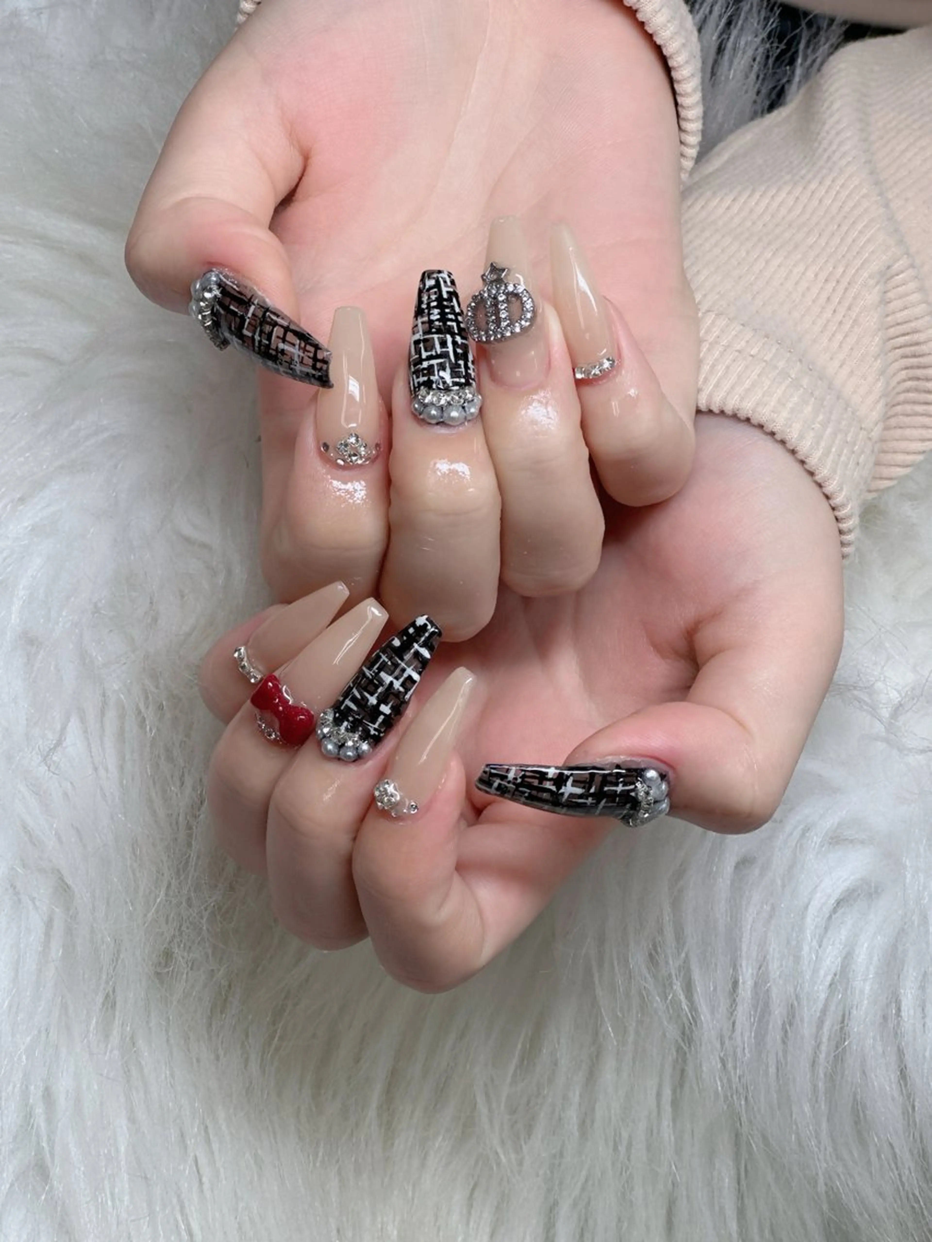 ネイル ロングネイル マグネットネイル リボン 夏ネイル スーパーロングネイル Hani nailsalonのネイルデザイン