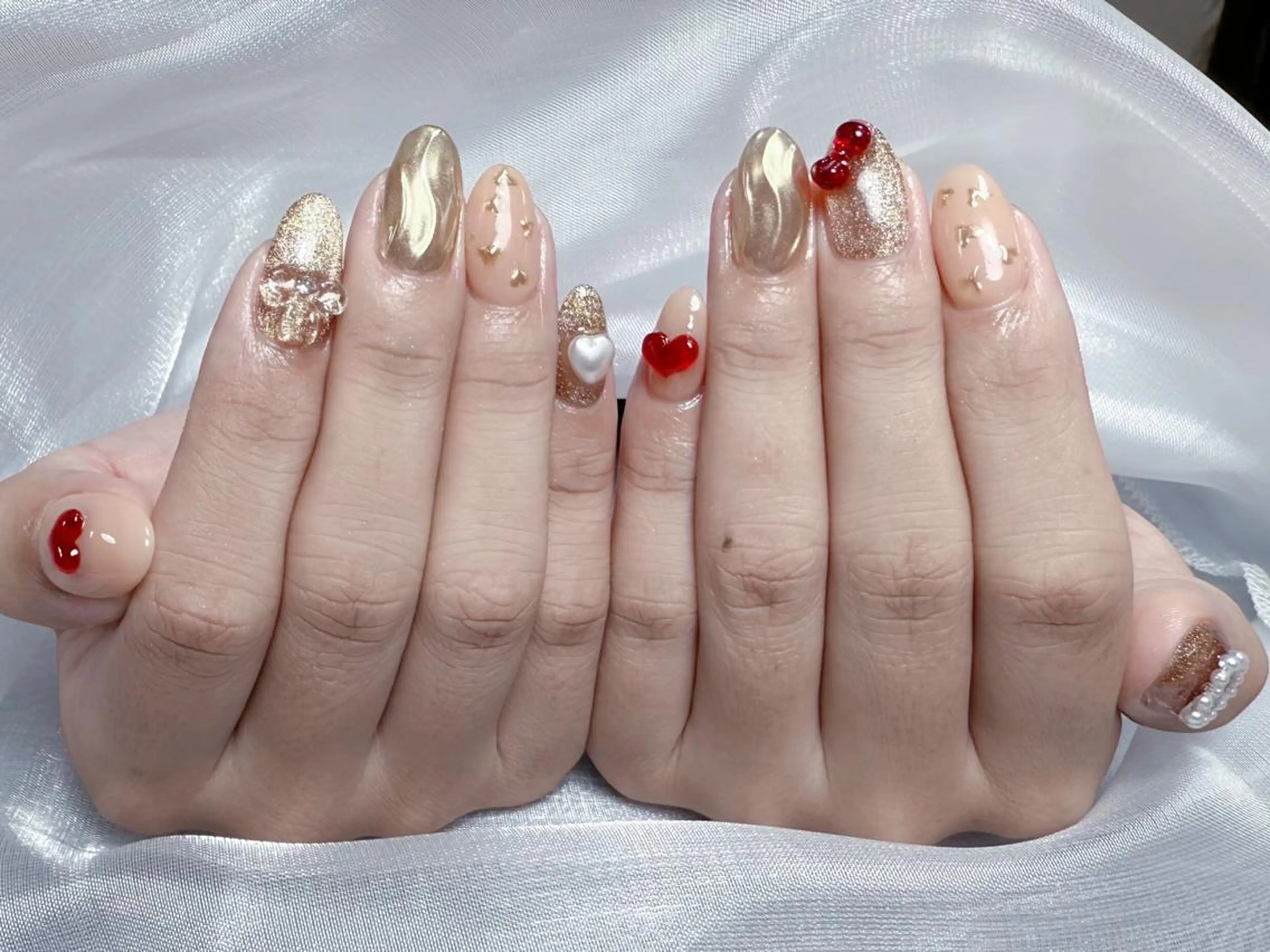 ネイル チークネイル 長さ出し フレンチネイル グラデーション マグネットネイル 💕ドリーミー ネイル💕のネイルデザイン