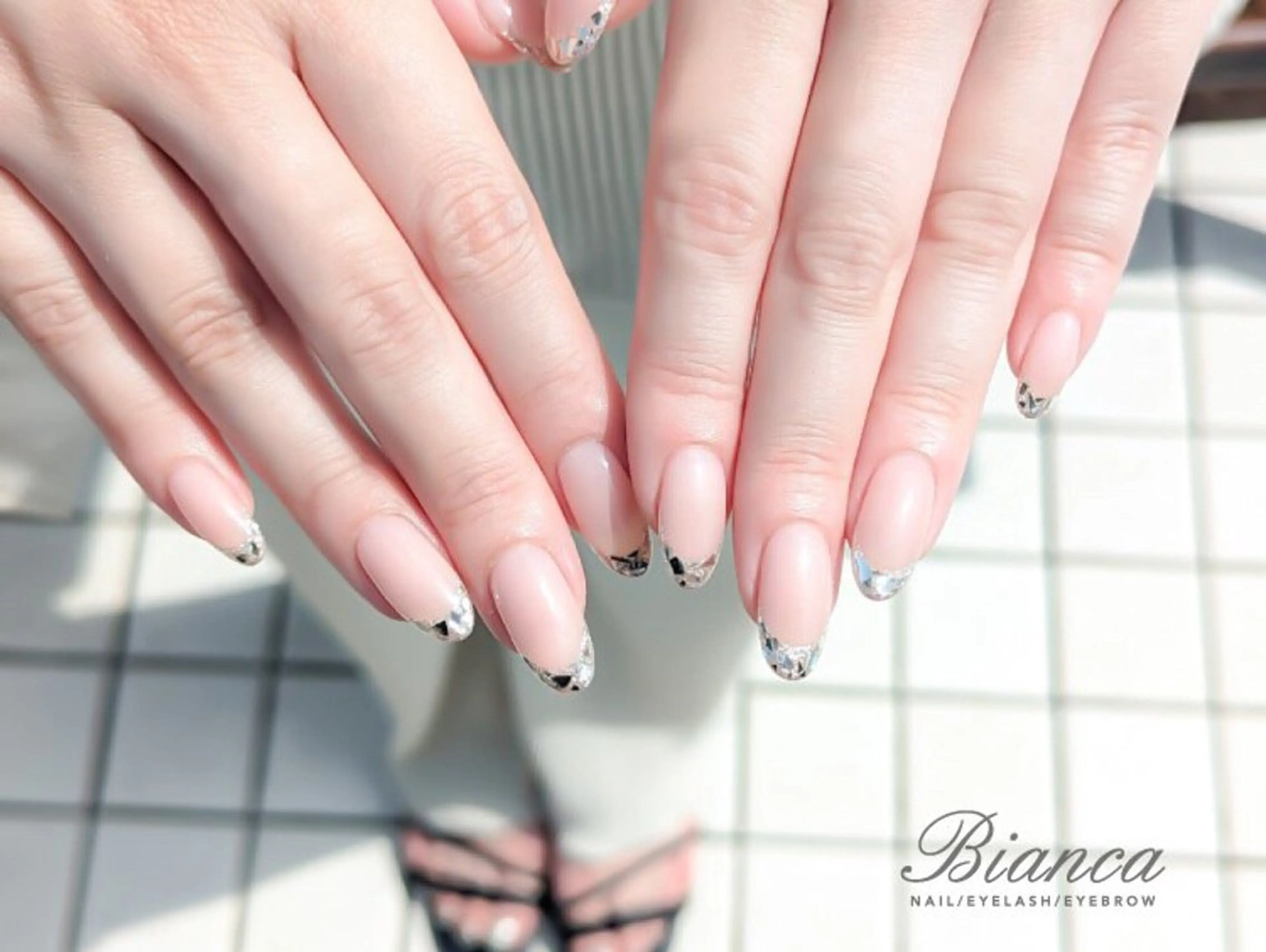 🌟11月限定🌟【オフあり】ハンド💅🏻🩷 ガラスフレンチ（亀戸店） パラジェル変更可💎の写真