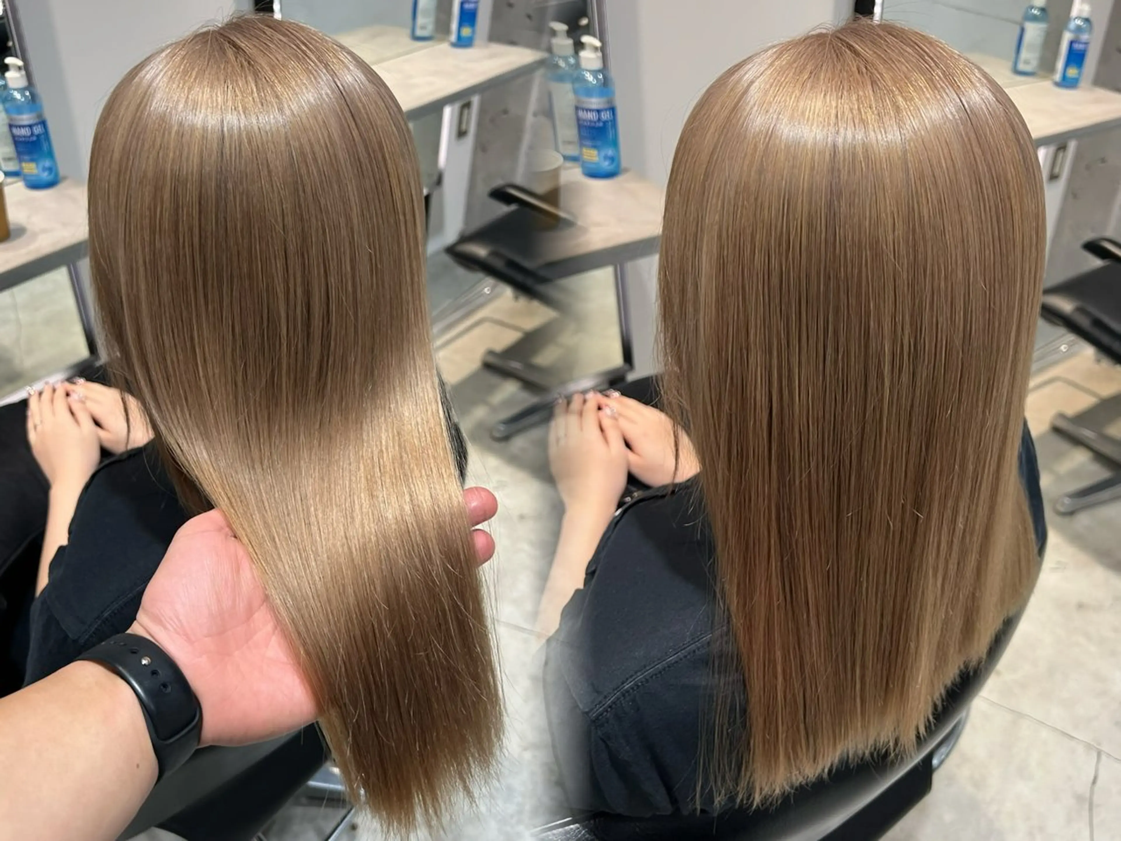 セミロング カラー ベージュカラー ブリーチ ミルクティーベージュ カット ヘアカラー トリートメント 髪質改善/縮毛矯正 レイヤー/松川匠のヘアスタイル