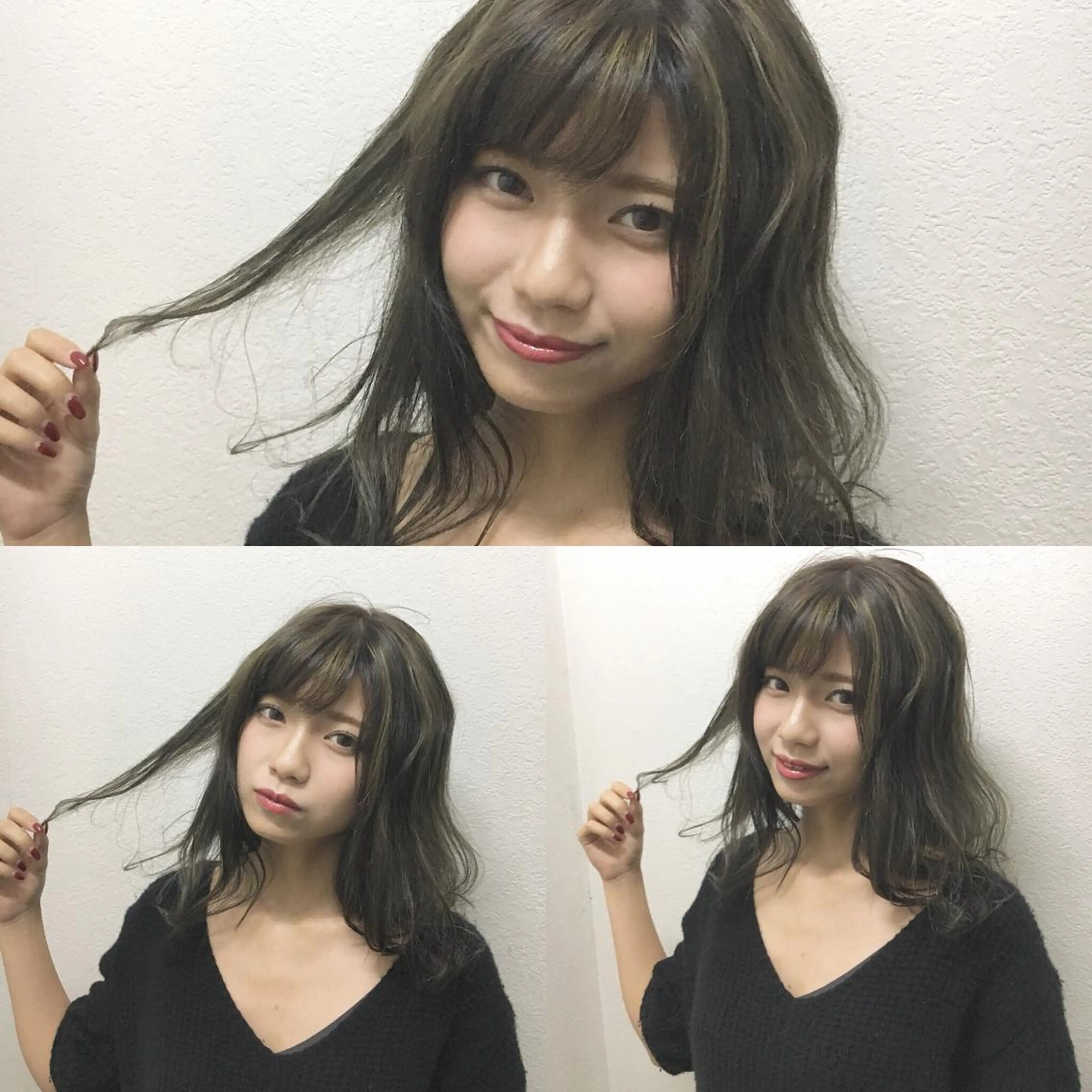 ミディアム カラー グレージュ ハイライトカラー ミント ハイライト ヘアカラー トリートメント JIL BLAN 京都のヘアスタイル