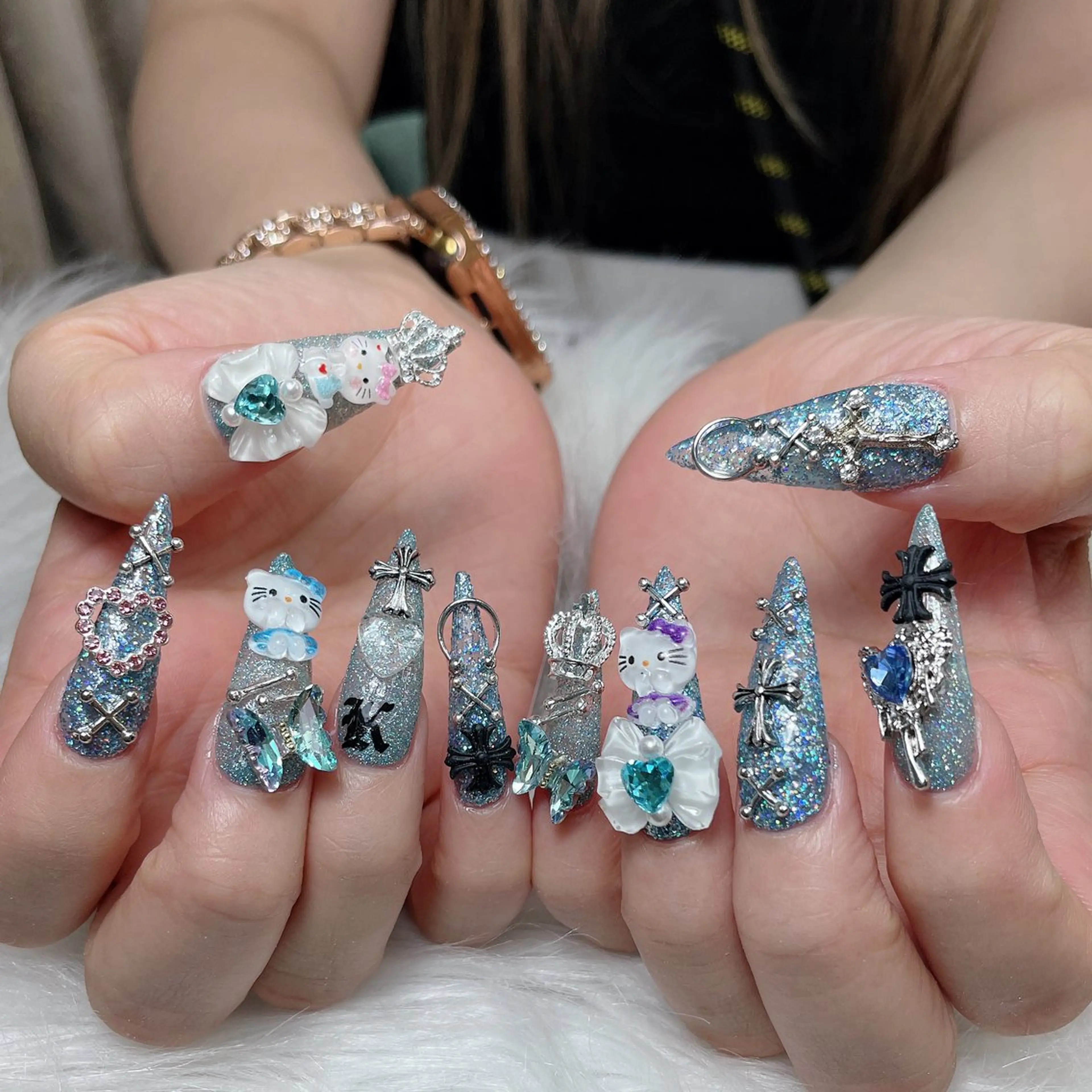 ネイル ハート 韓国ネイル 夏ネイル ワンホンネイル ハンドネイル Melody Nail所属・Melody 3D/スカルプ専門店のネイルデザイン