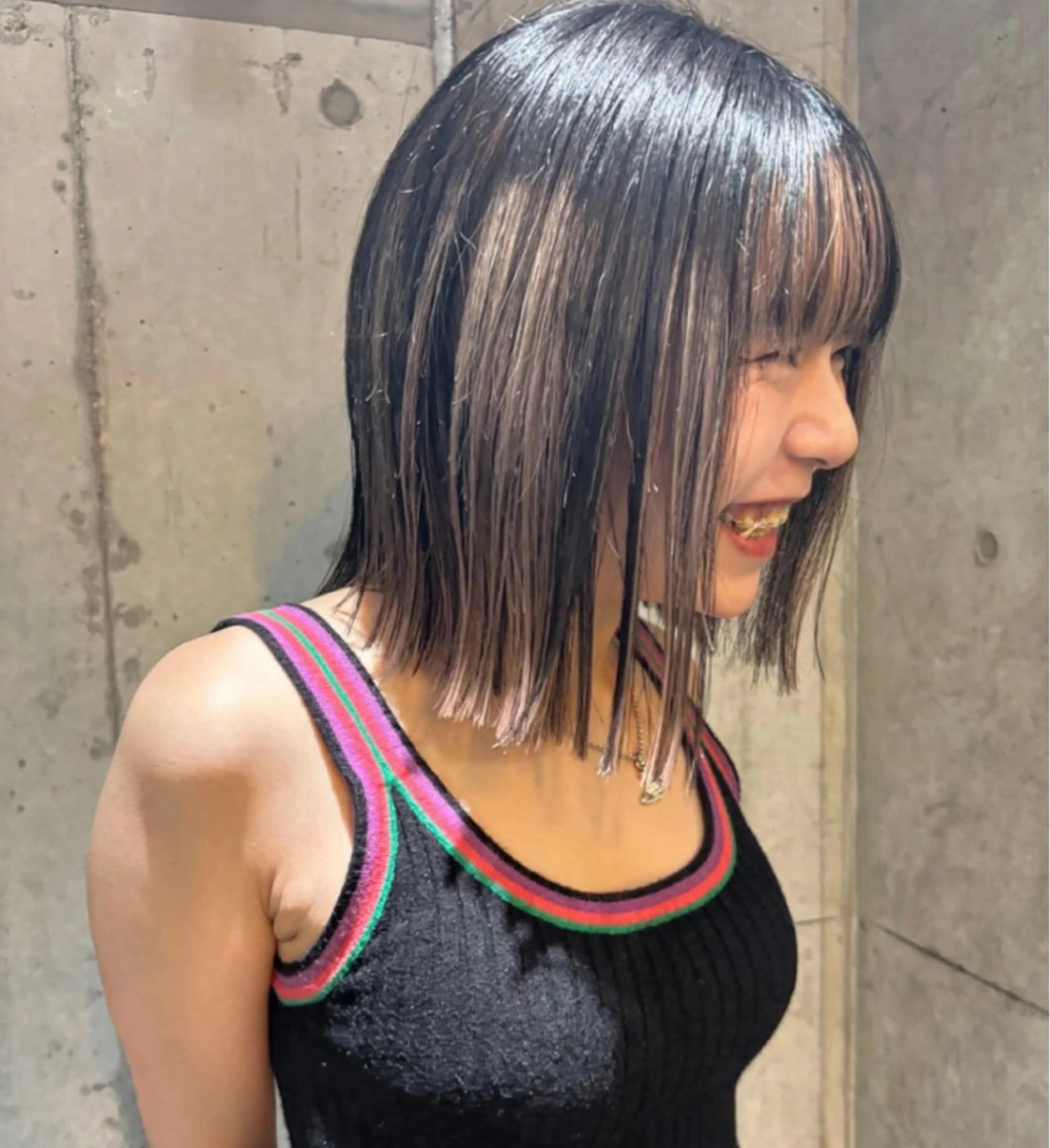 ミディアム カラー パーマ ヘアアレンジ キッズ ヘアカラー デザインパーマ ハイライトIkumiのヘアスタイル
