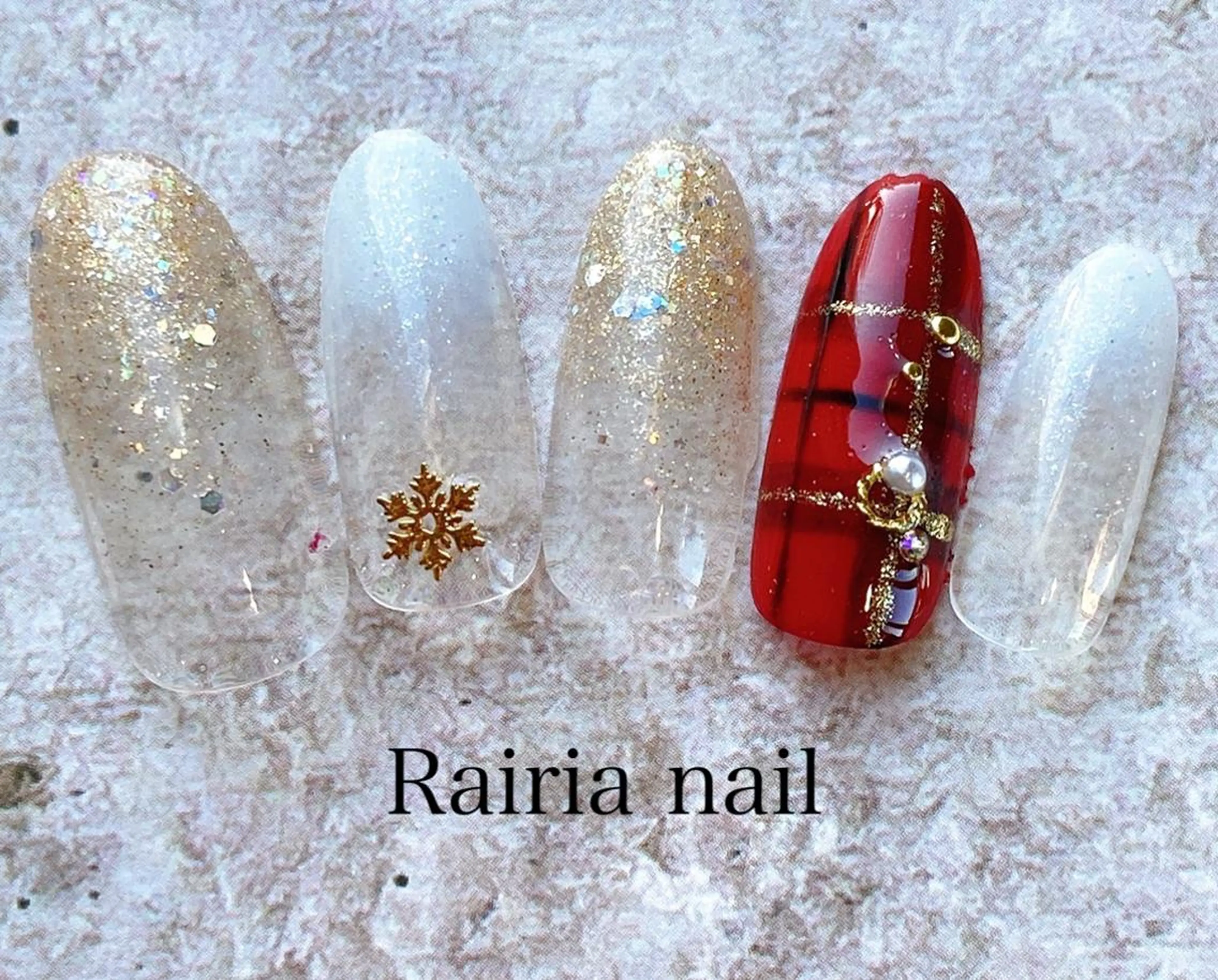 ネイル アートネイル ジェルネイル パラジェル 冬ネイル Rairia nail本八幡店のネイルデザイン