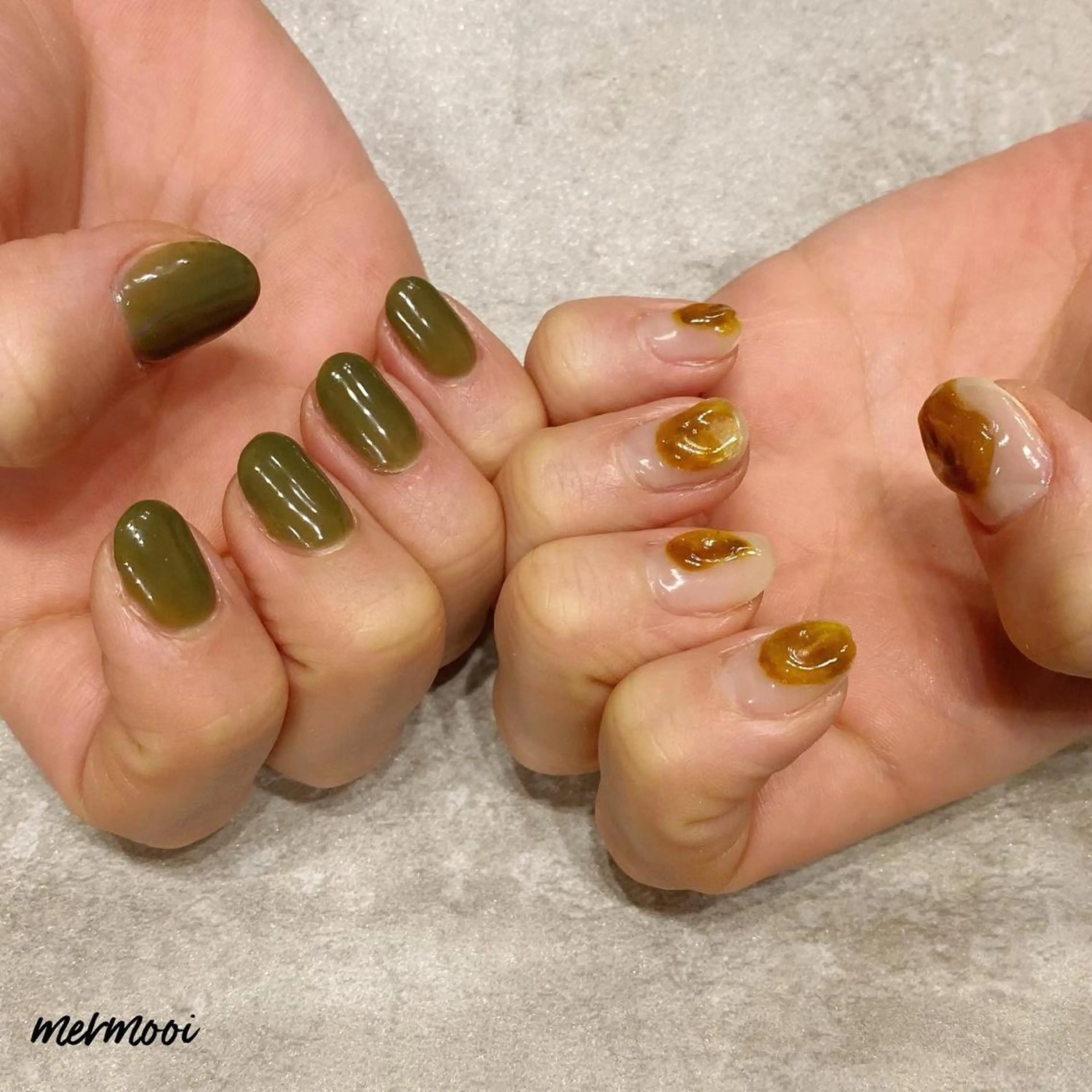 ネイル べっ甲ネイル マットネイル ニュアンスネイル スカルプネイル ハンドネイル mermooi nailのネイルデザイン