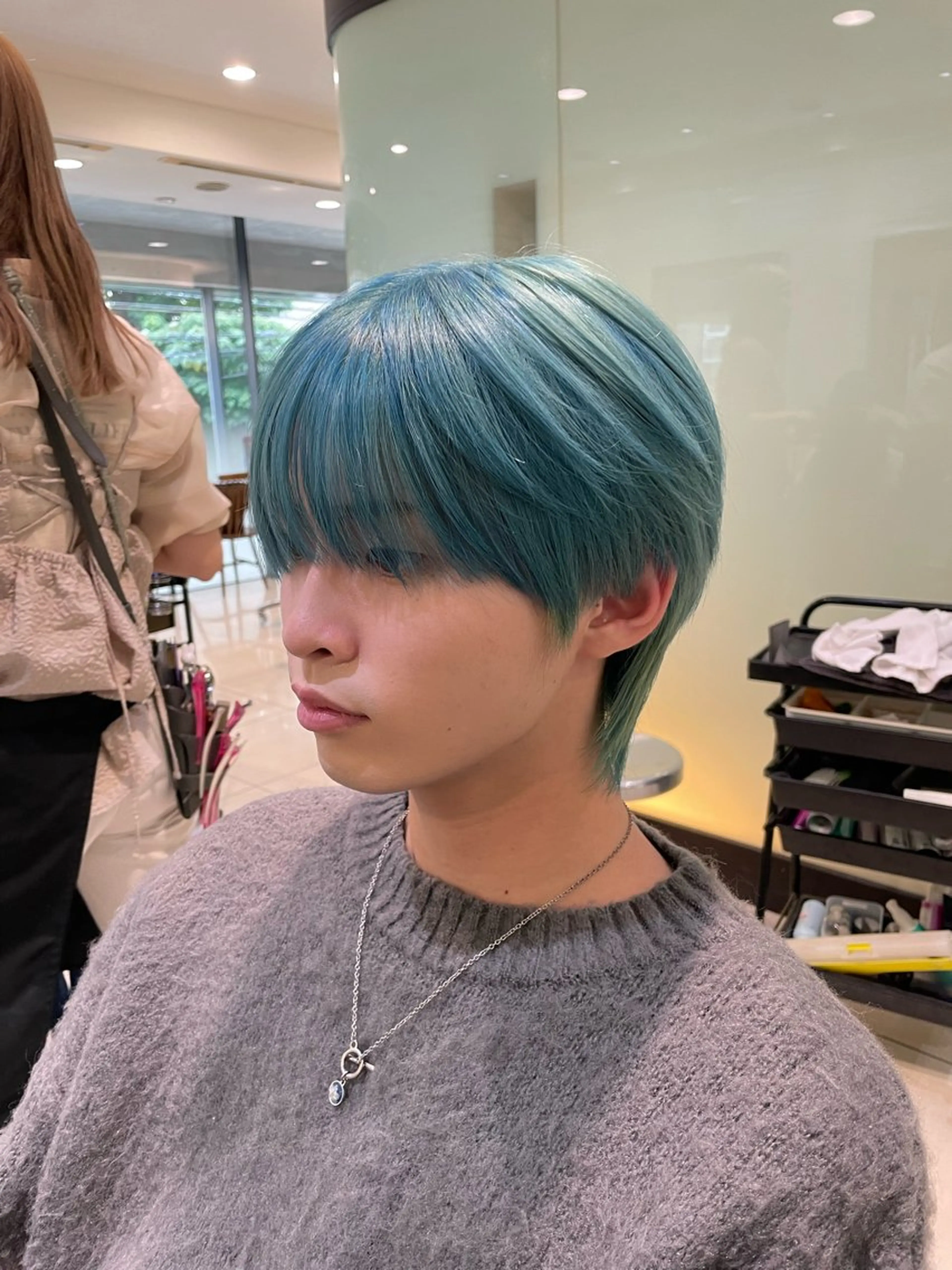 カラー メンズ マッシュウルフ マッシュ メンズウルフカット ブルーカラー ウルフカット カット ヘアカラー 韓国メンズヘア 🇰🇷つかさのヘアスタイル