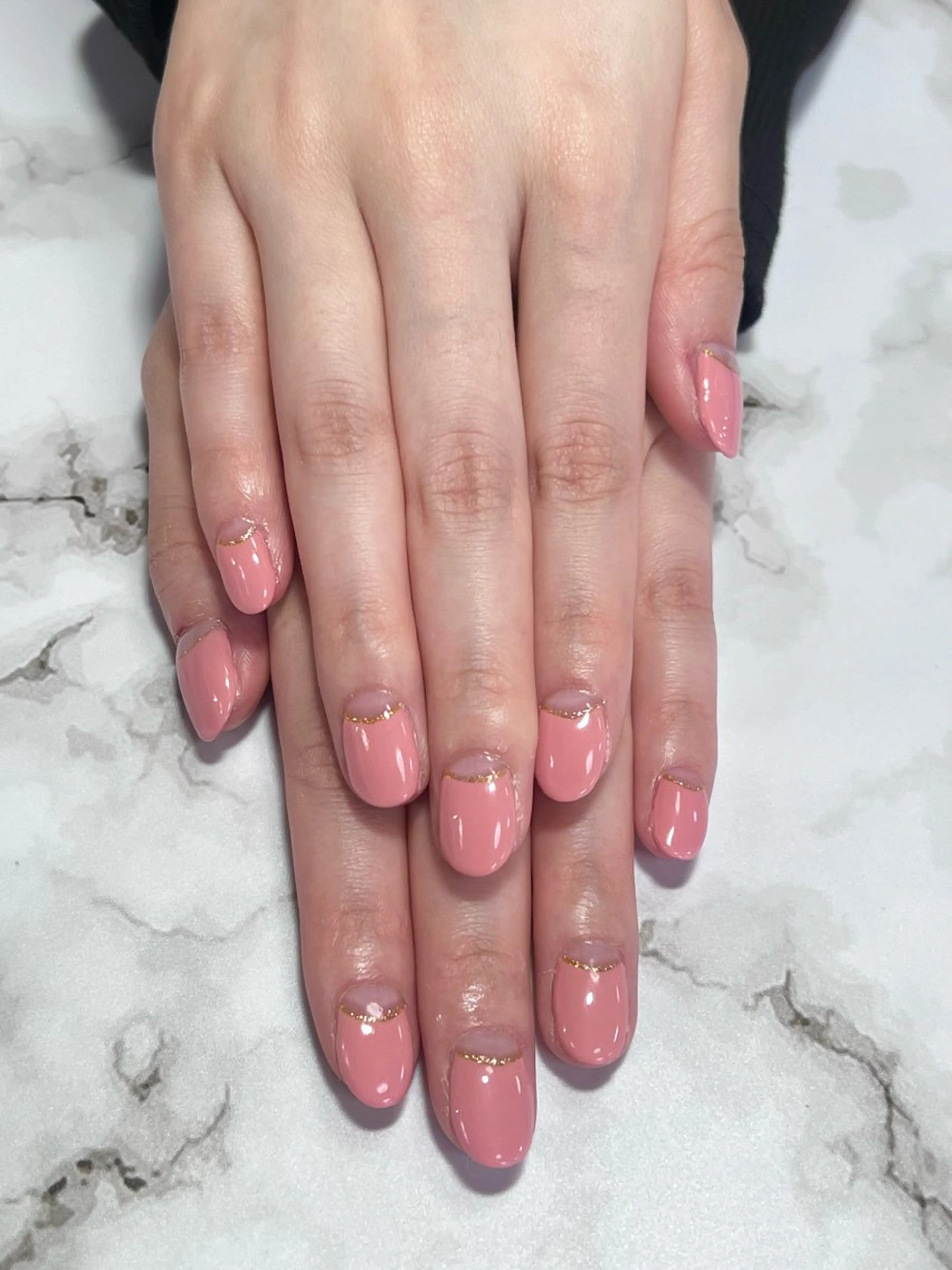 ネイル フレンチネイル ラメ(グリッター) 逆フレンチ 自由が丘サロン AYAME💅のネイルデザイン