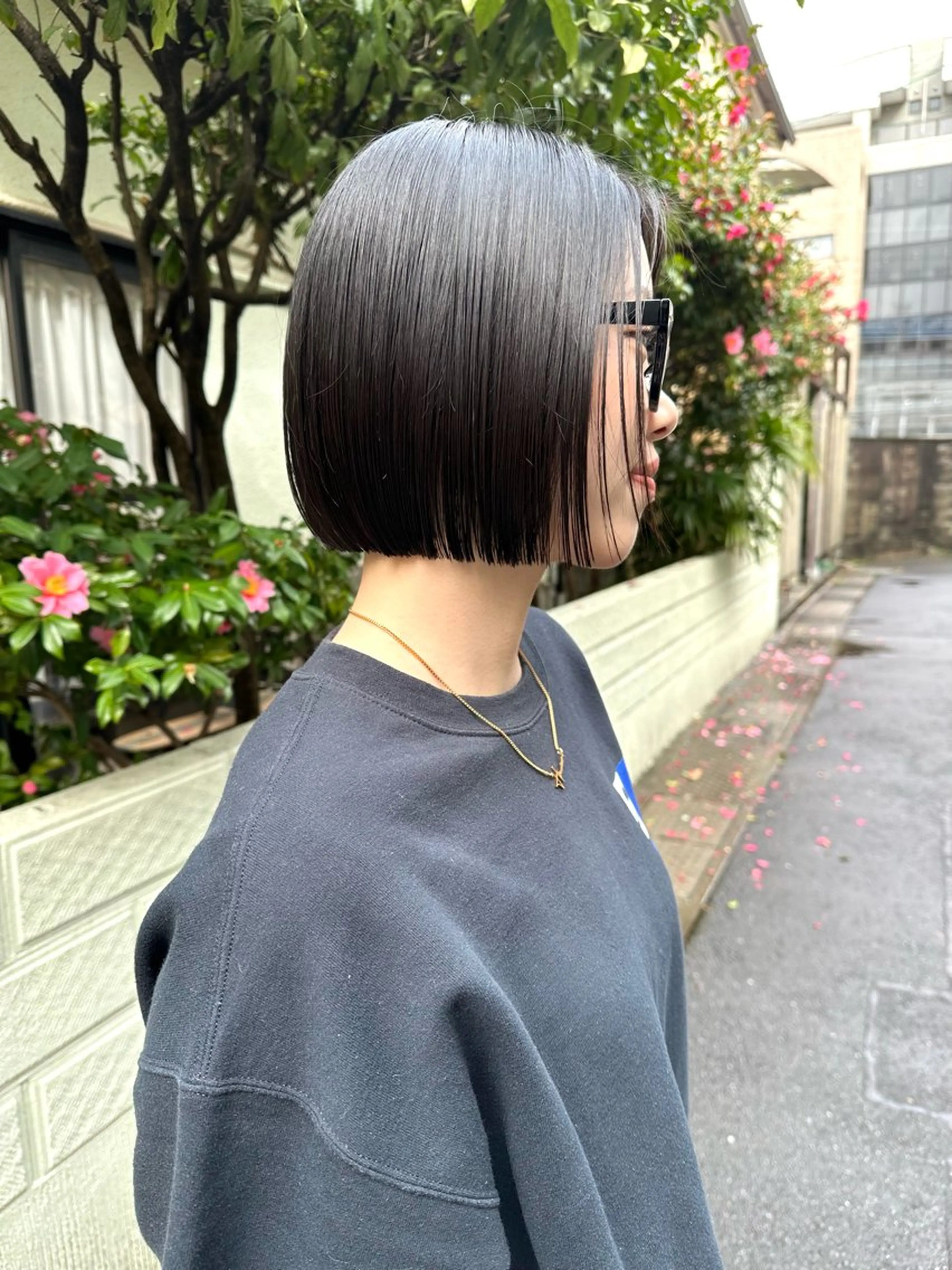ショート 切りっぱなしボブ ボブ カット ＬＥＮＣ所属・mai ボブ /パーマ/アレンジのヘアスタイル