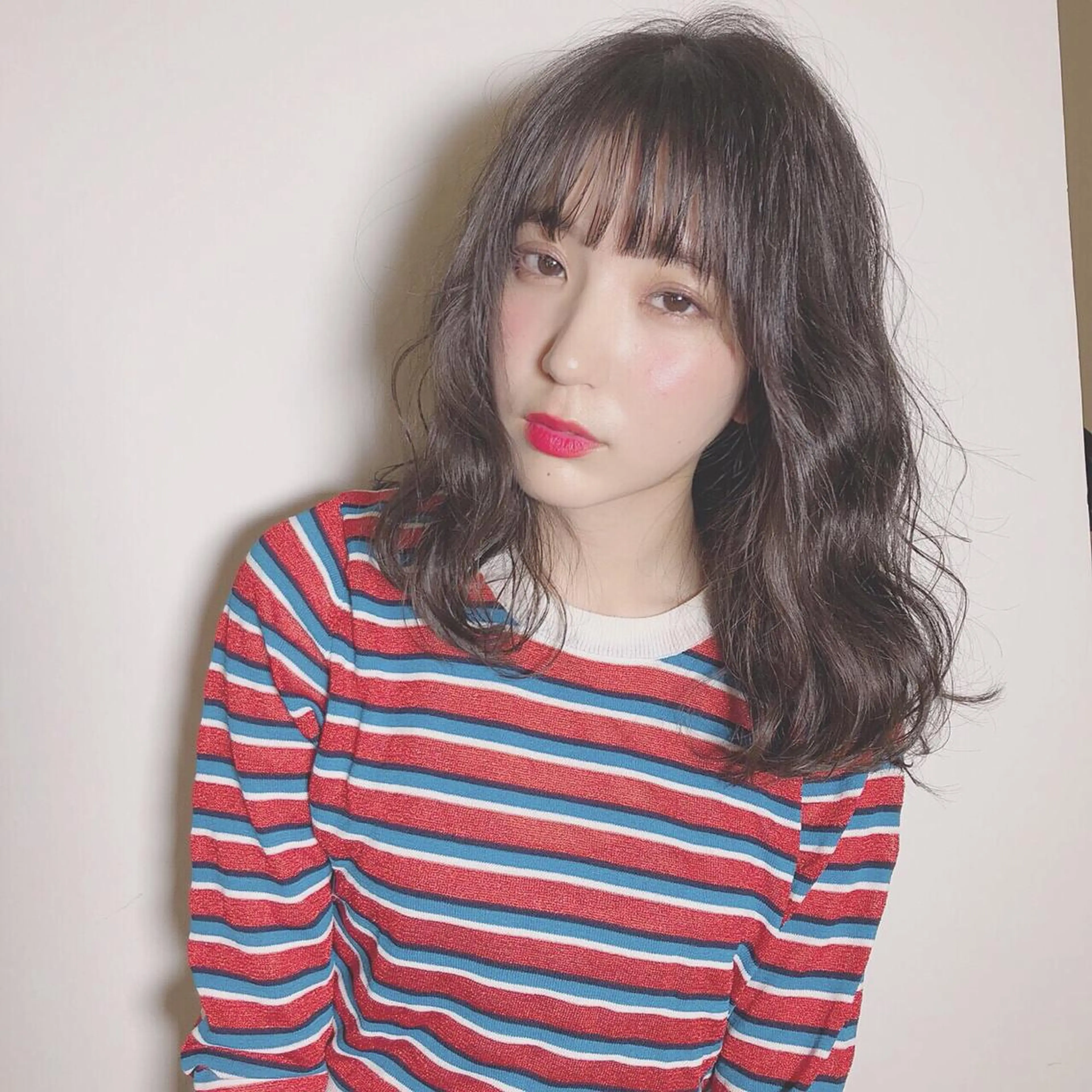 セミロング パーマ 店長/mao/ 前髪/顔周りカットのヘアスタイル