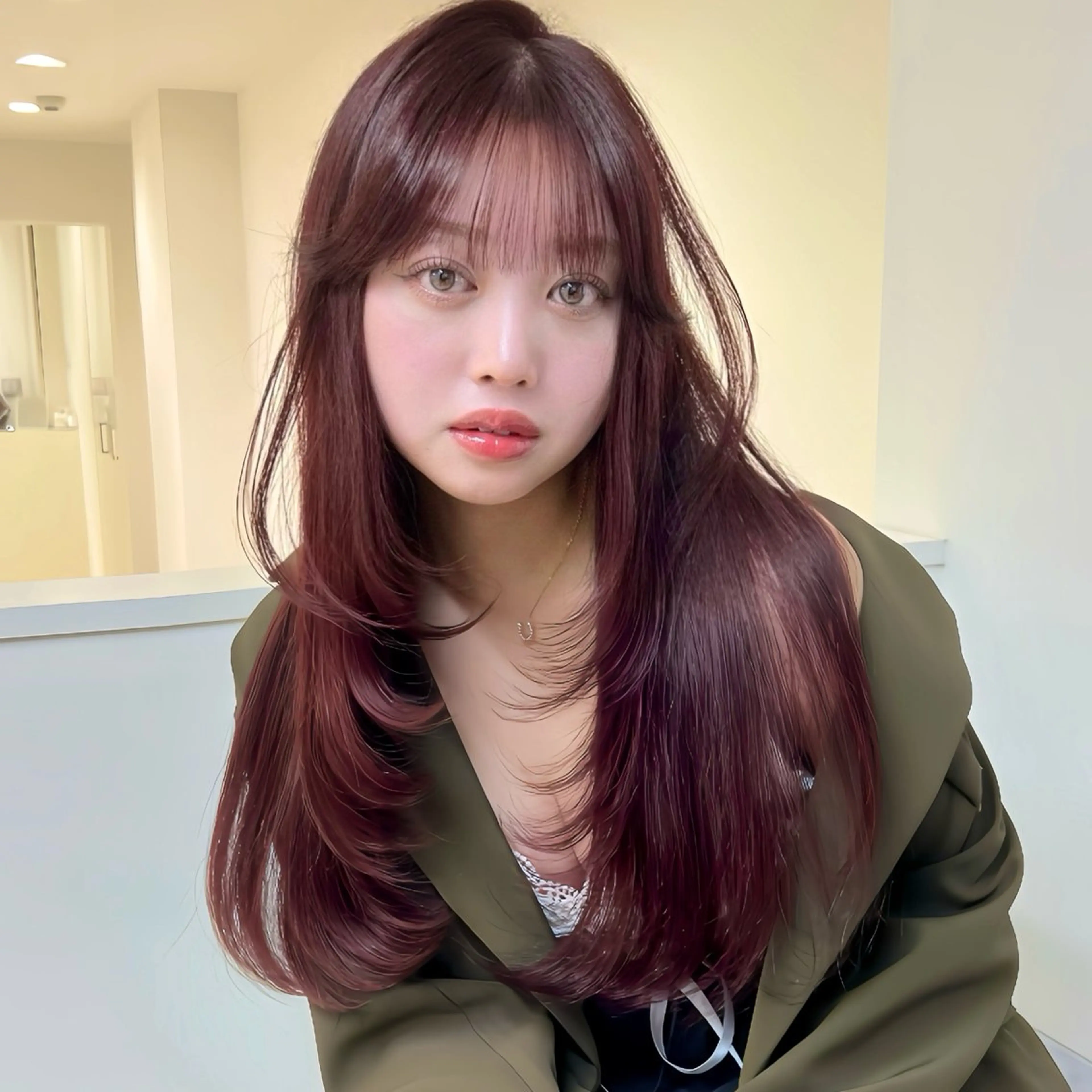 ロング レイヤーカット 小顔カット カット ヘアカラー AI TOKYO　S所属・mizuki 【韓国レイヤー】のヘアスタイル